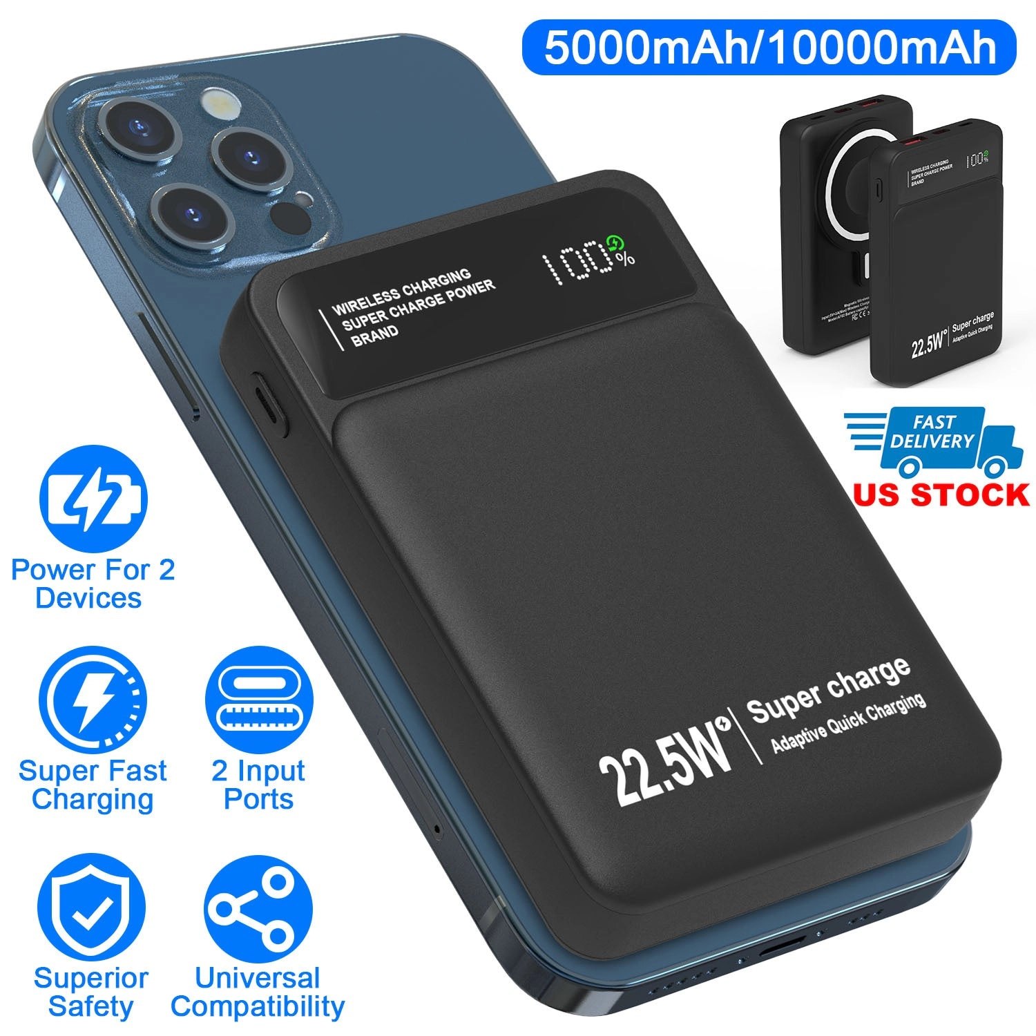 GBruno 3-in-1 MagSafe Portable Charger 10000mAh
