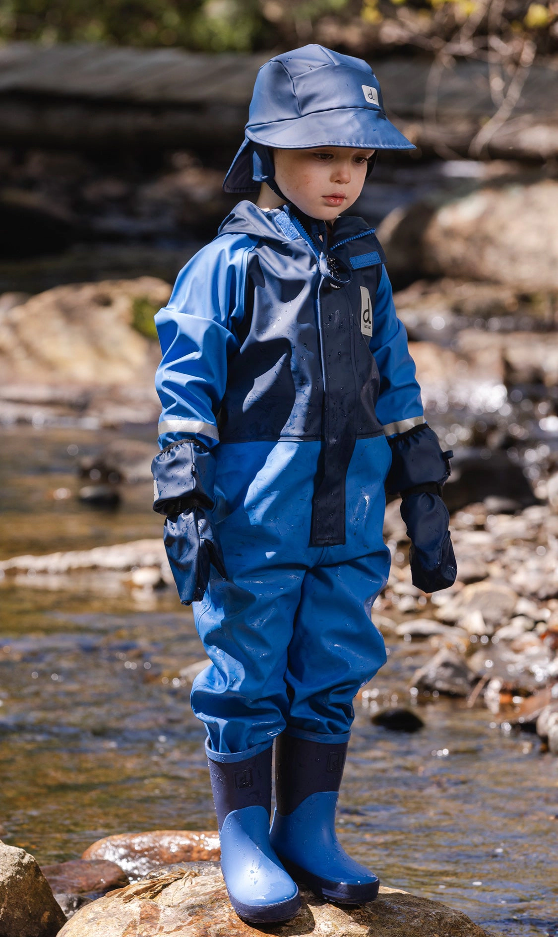 Deux par Boys Two-Tone Treaded Pull-On Rain Boots