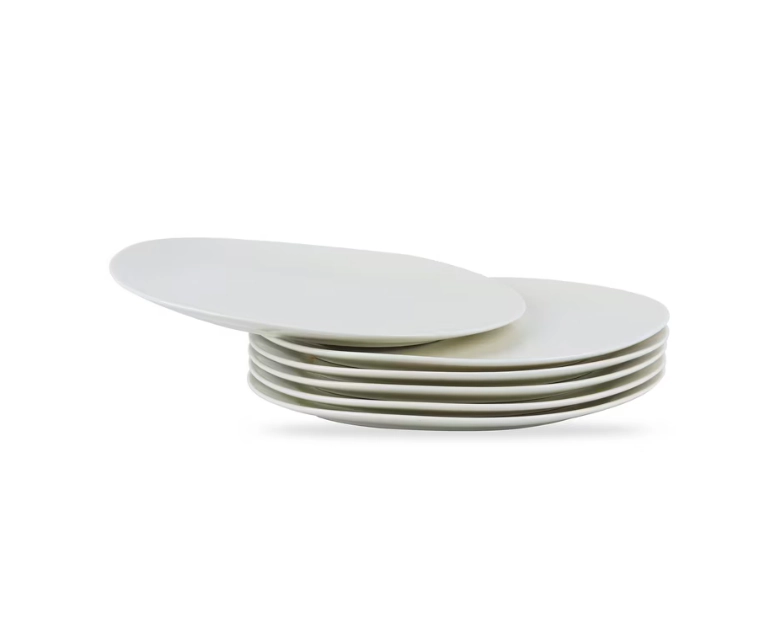 Stone + Lain Delilah Porcelain Collection Dish Set, 6 Dinner Plates Service for 6, Cream