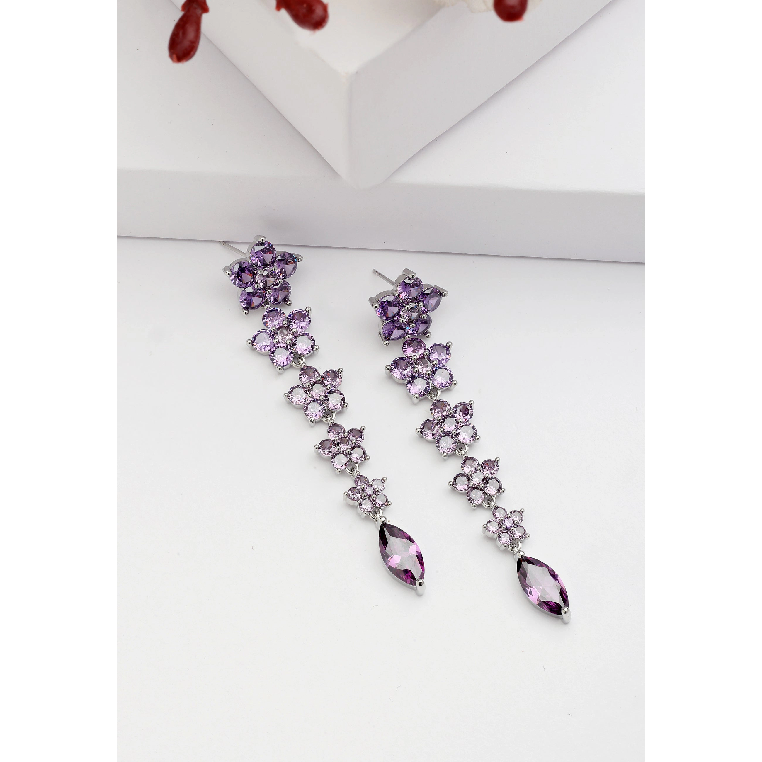 AGP PARIS Womens Diva Floral Long Drop Earrings
