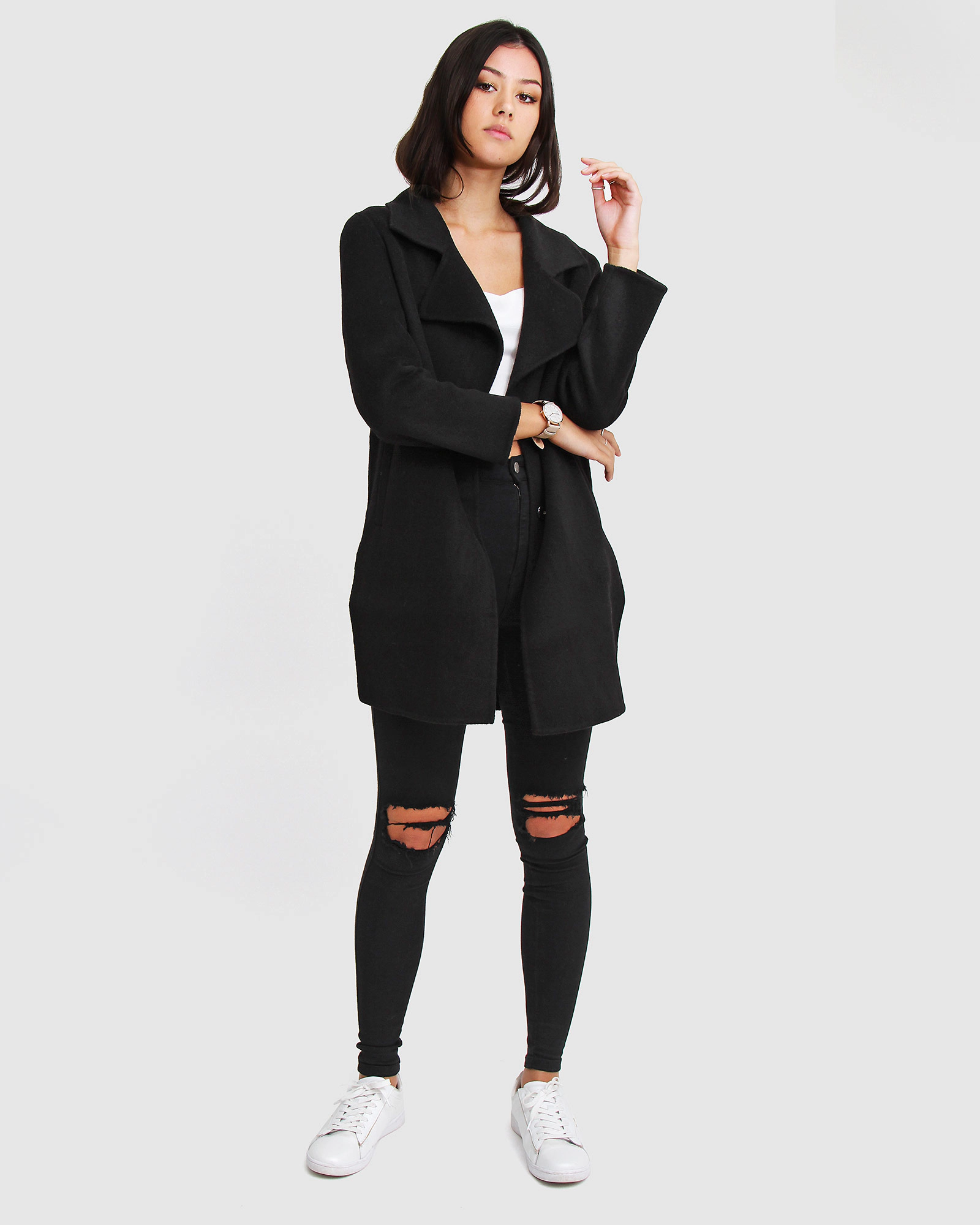 Belle & Bloom Womens Ex-Boyfriend Wool Blend Oversized Jacket