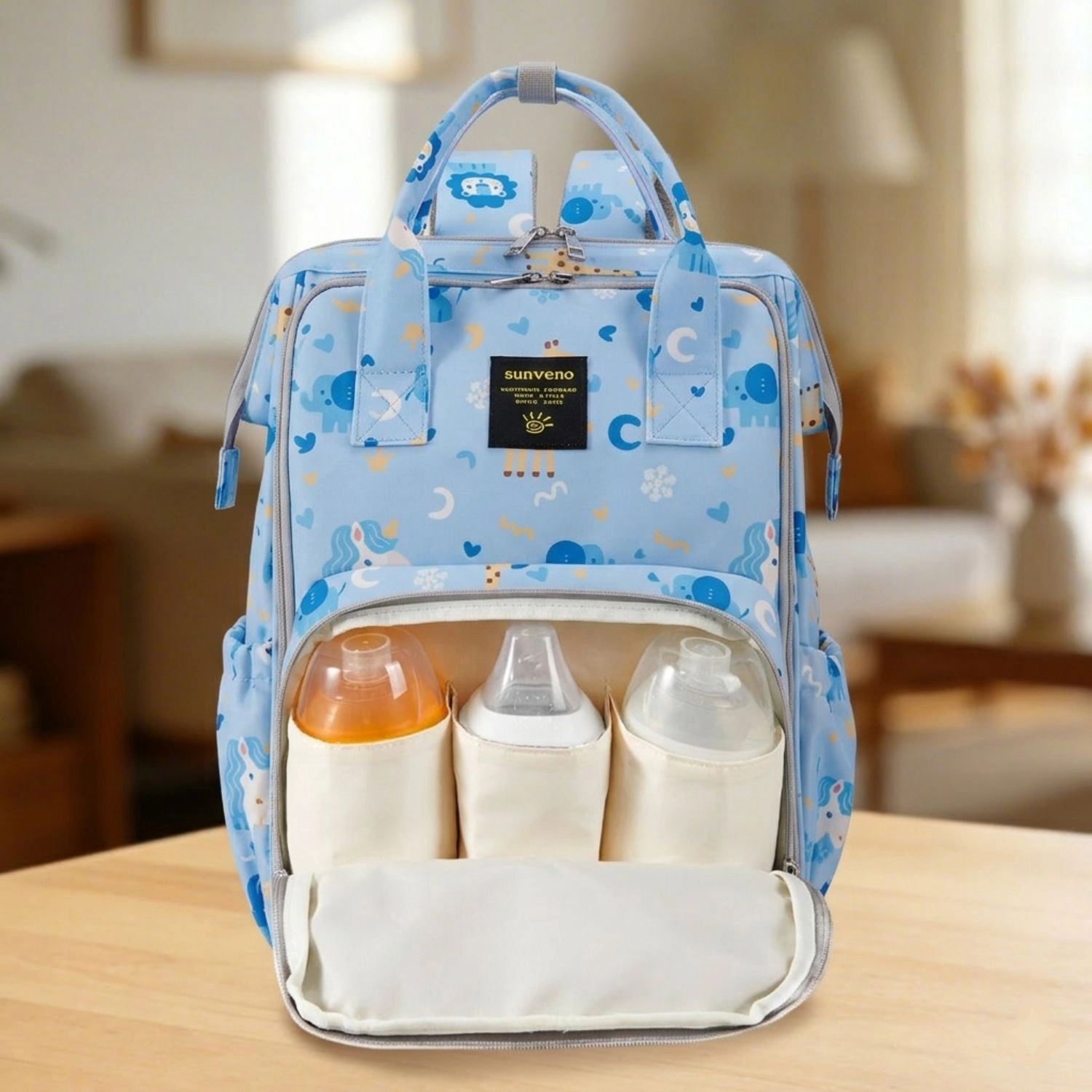 SUNVENO Wide-Open Frame Diaper Bag Backpack