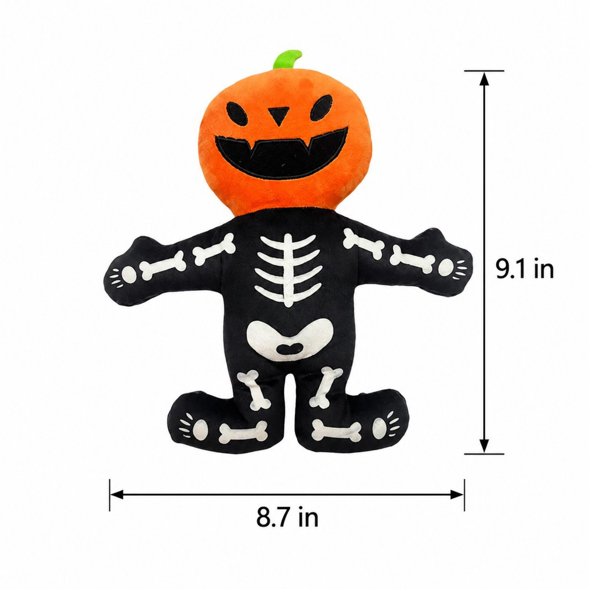 Alilang Pet Halloween Pumpkin Skeleton Plush Squeaker Dog Toy