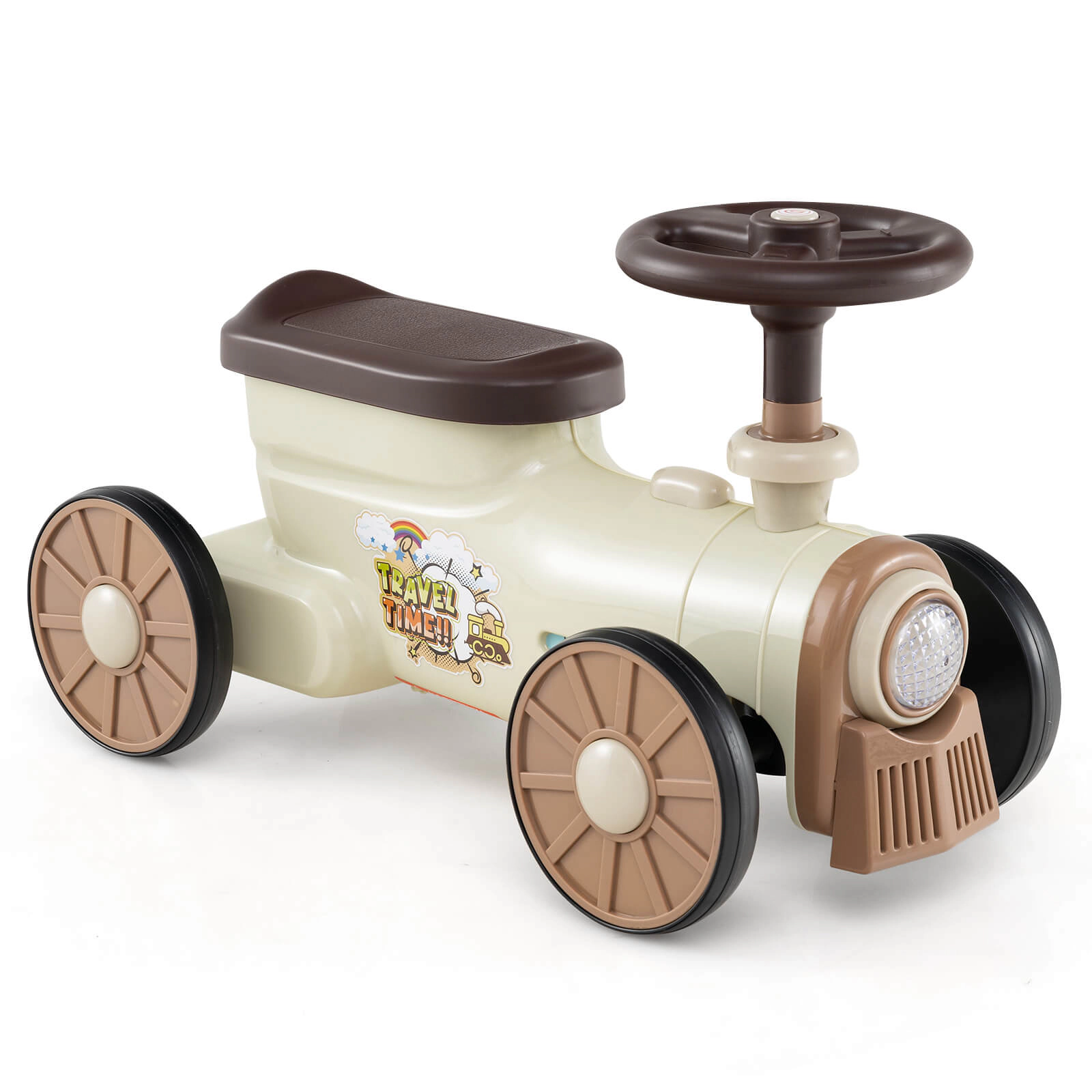 Costway Ride on Push Car with Storage Compartment & Train Whistle Sound Button