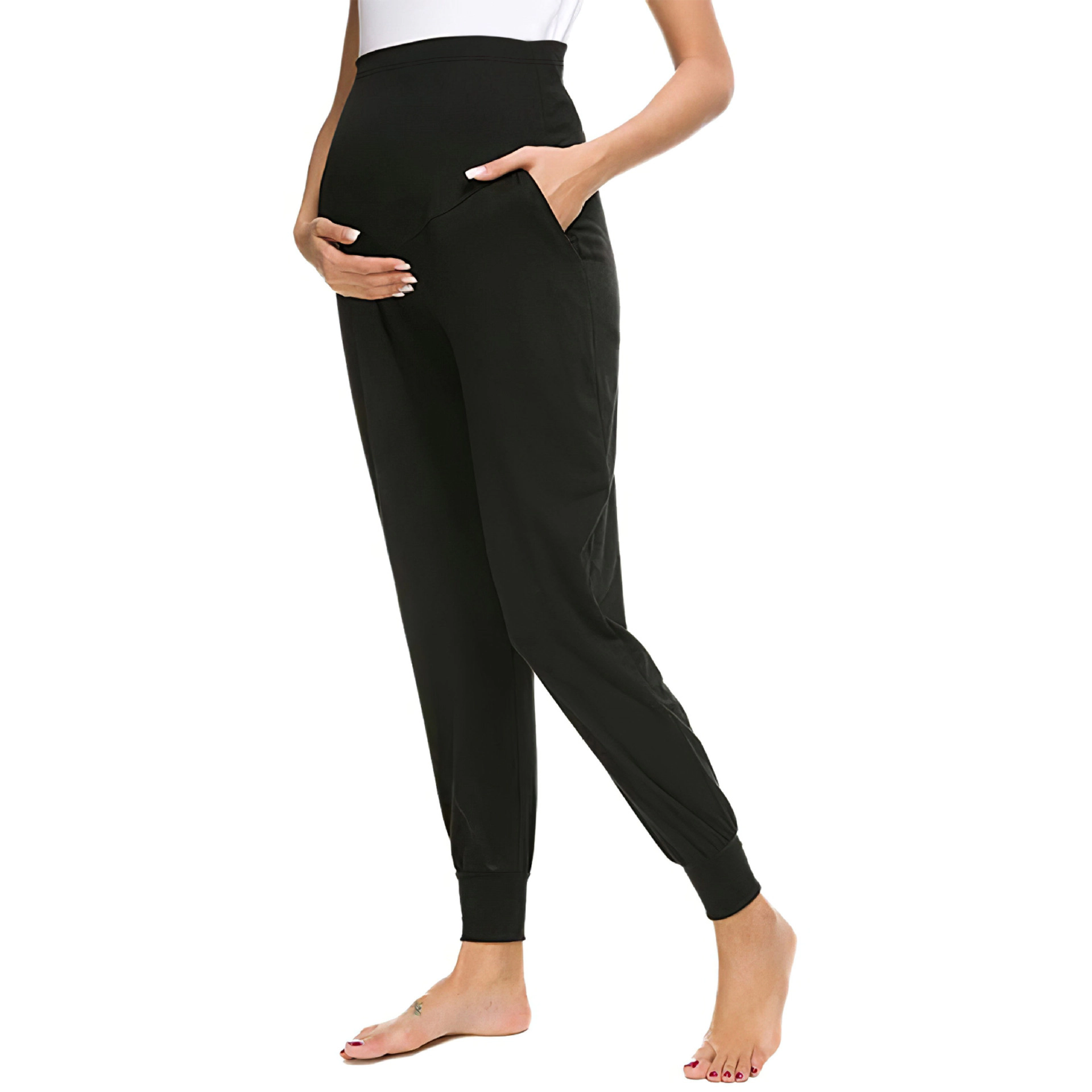 KOJOOIN Women's Maternity Pants Stretchy Lounge Workout Sweatpants Comfy Pregnancy Joggers with Pockets