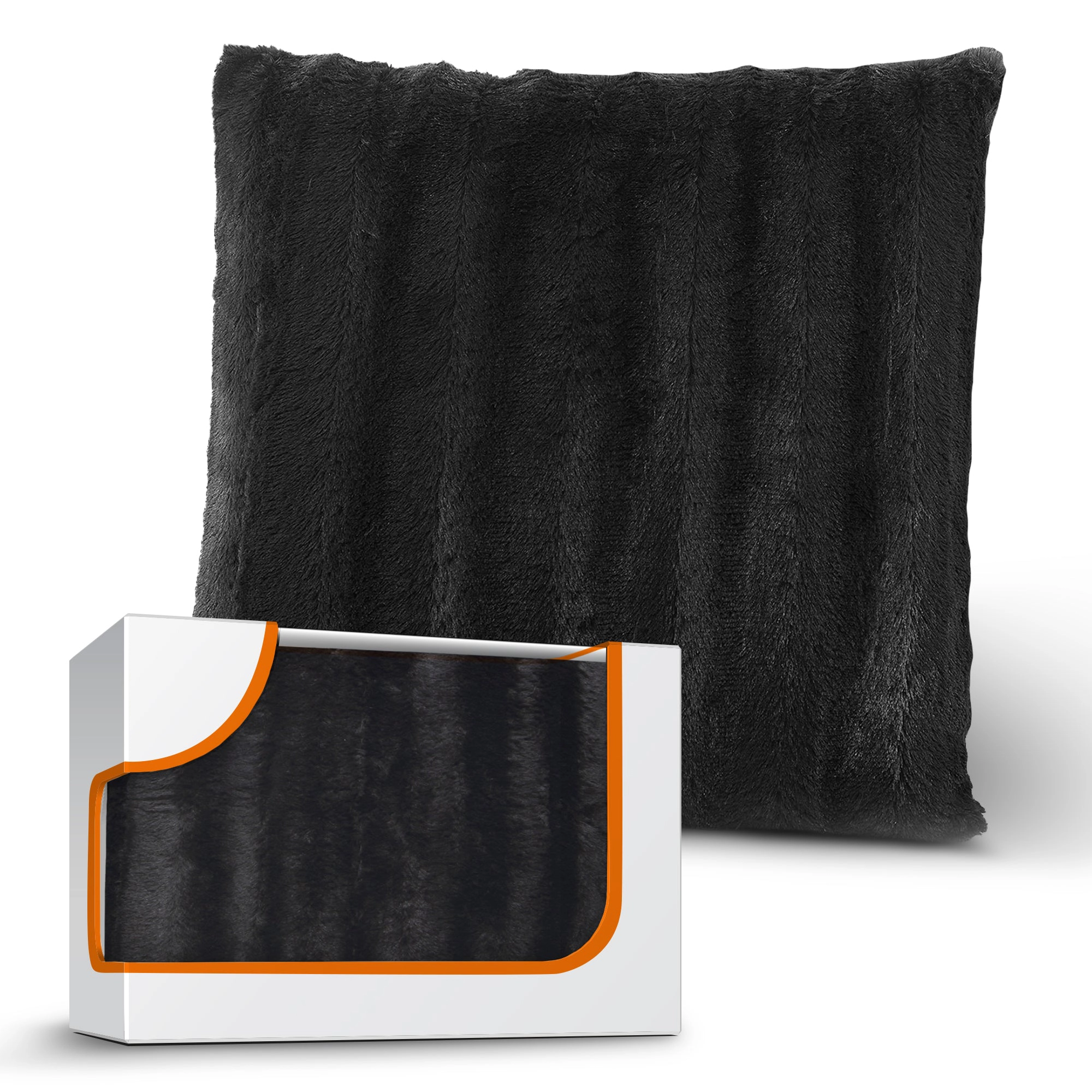 Cheer Collection Faux Fur Throw Pillow Cover 18"x18", Removable Zippered Case