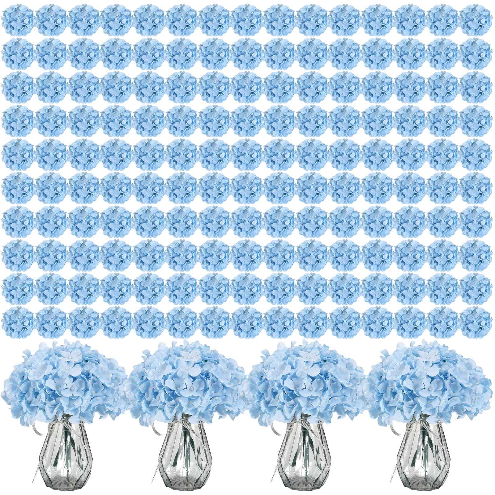 PUPWE 64Hydrangea Artificial Flowers Bulk  Silk White Hydrangeas