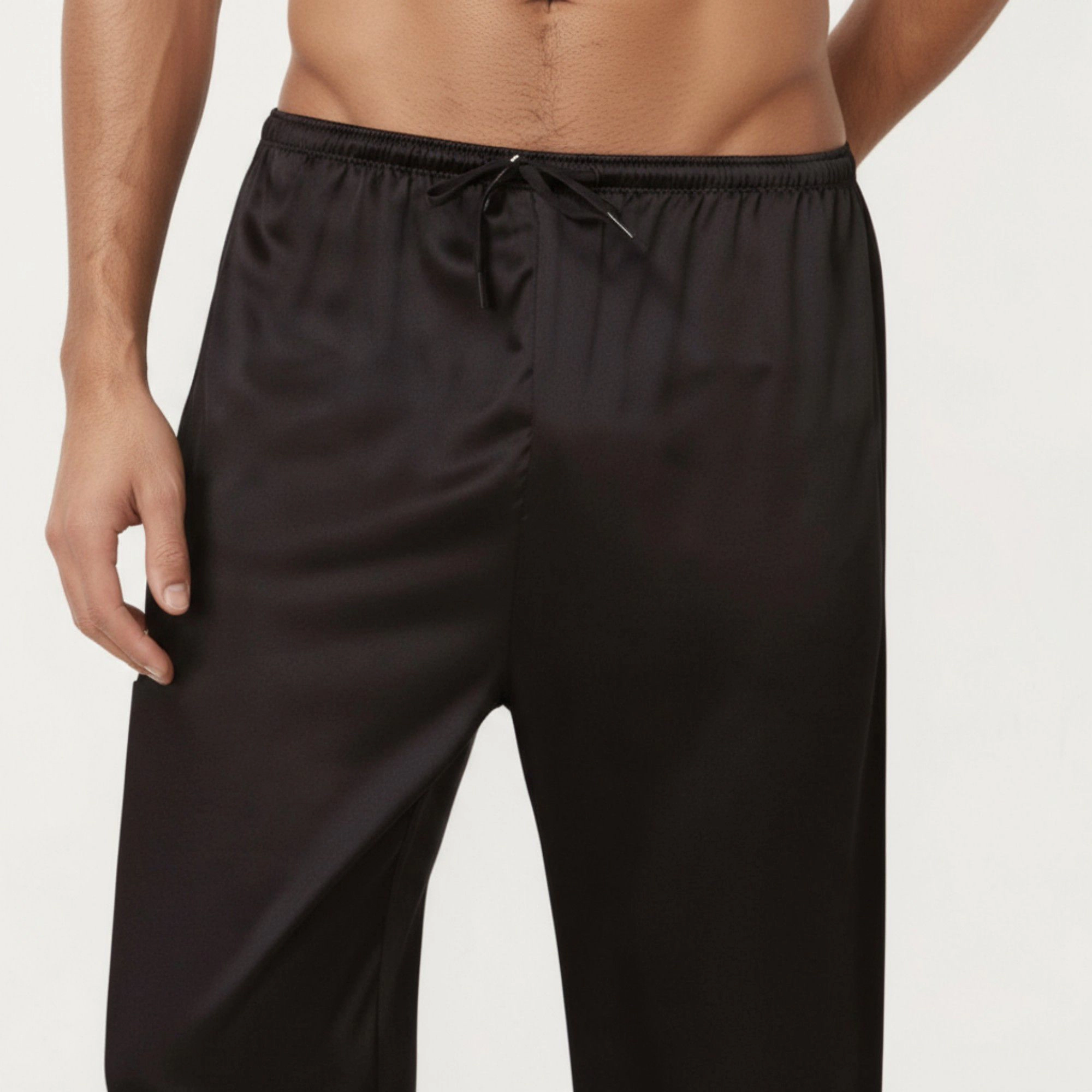 Anna-Kaci Men's Satin Lounge Pants with Elastic Waistband and Straight -Leg Fitted