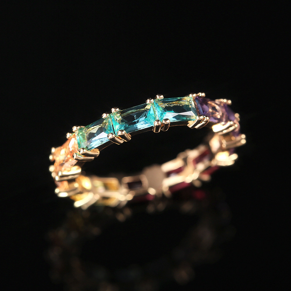 Eternity Band Ring Multicolour Synthetic Gemstone