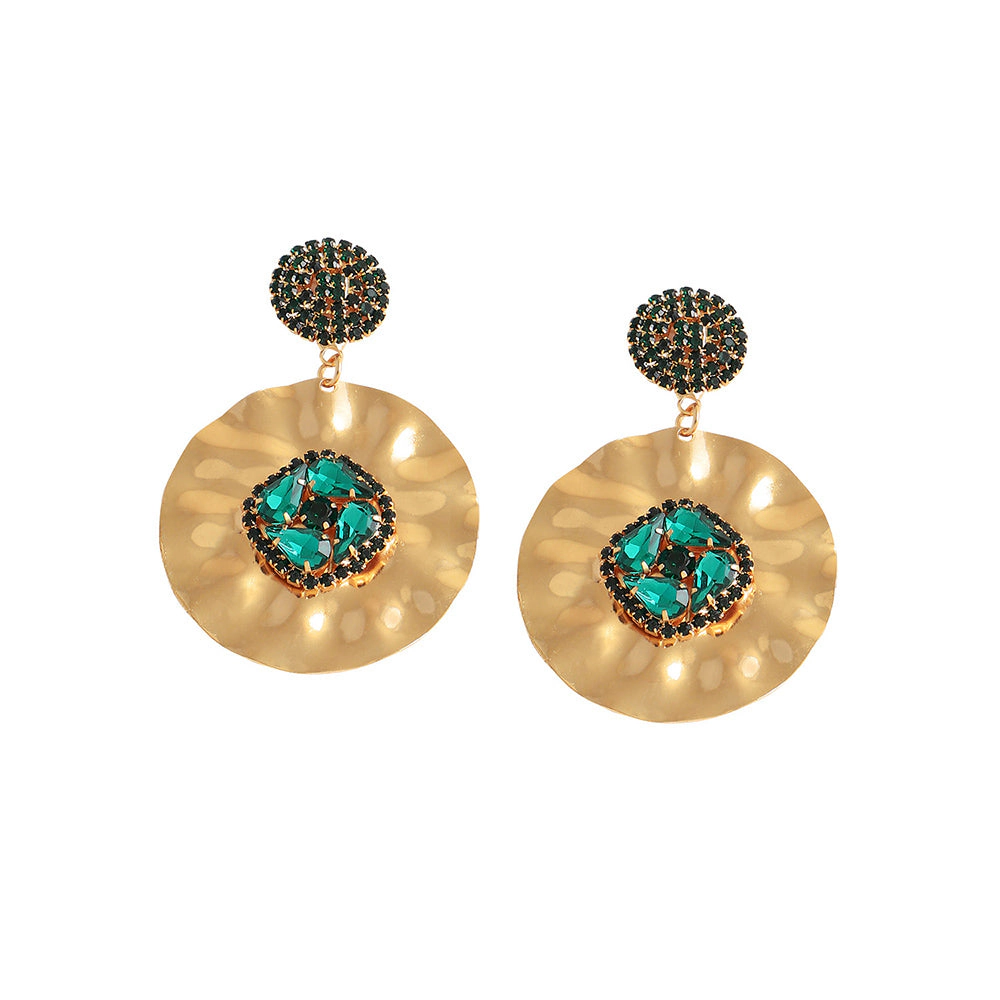 SOHI Women's Gold-Plated Circular Drop Earrings with Multicolor Stones
