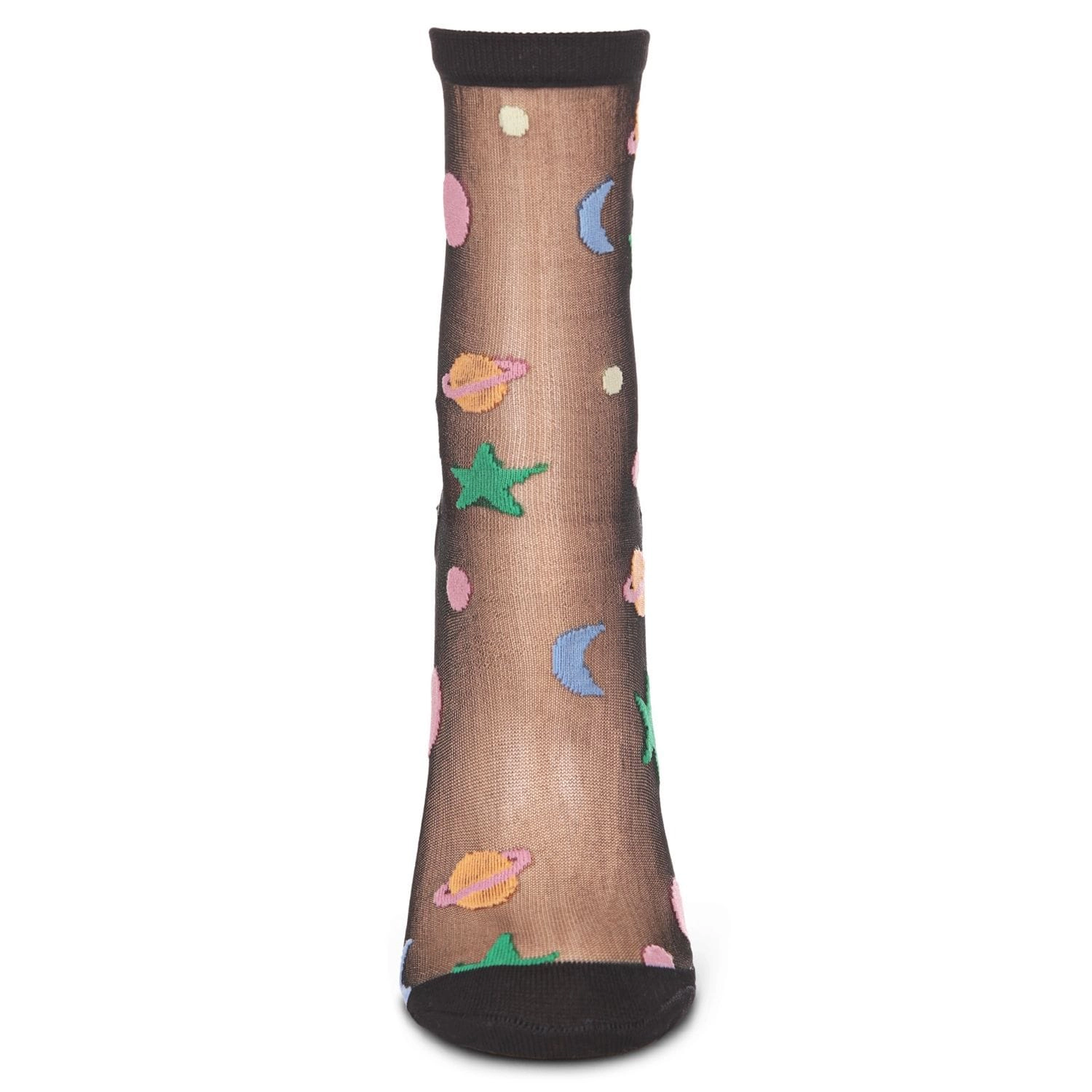 MeMoi Women's Colorful Outer Space Sheer Crew Socks
