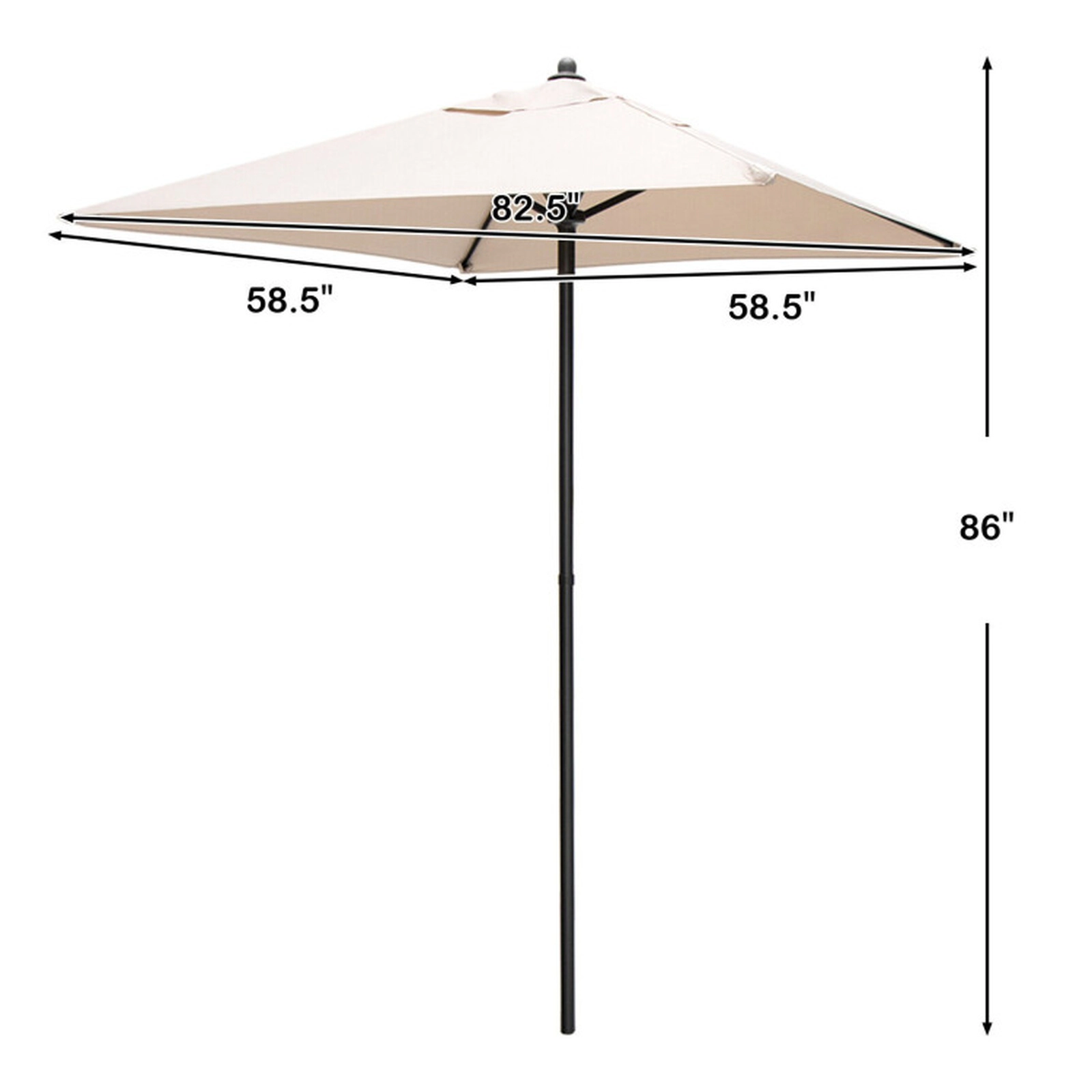 SUGIFT Sun-Resistant Square Patio Market Table Umbrella Shelter with 4 Sturdy Ribs 7.2-ft Tall Beige