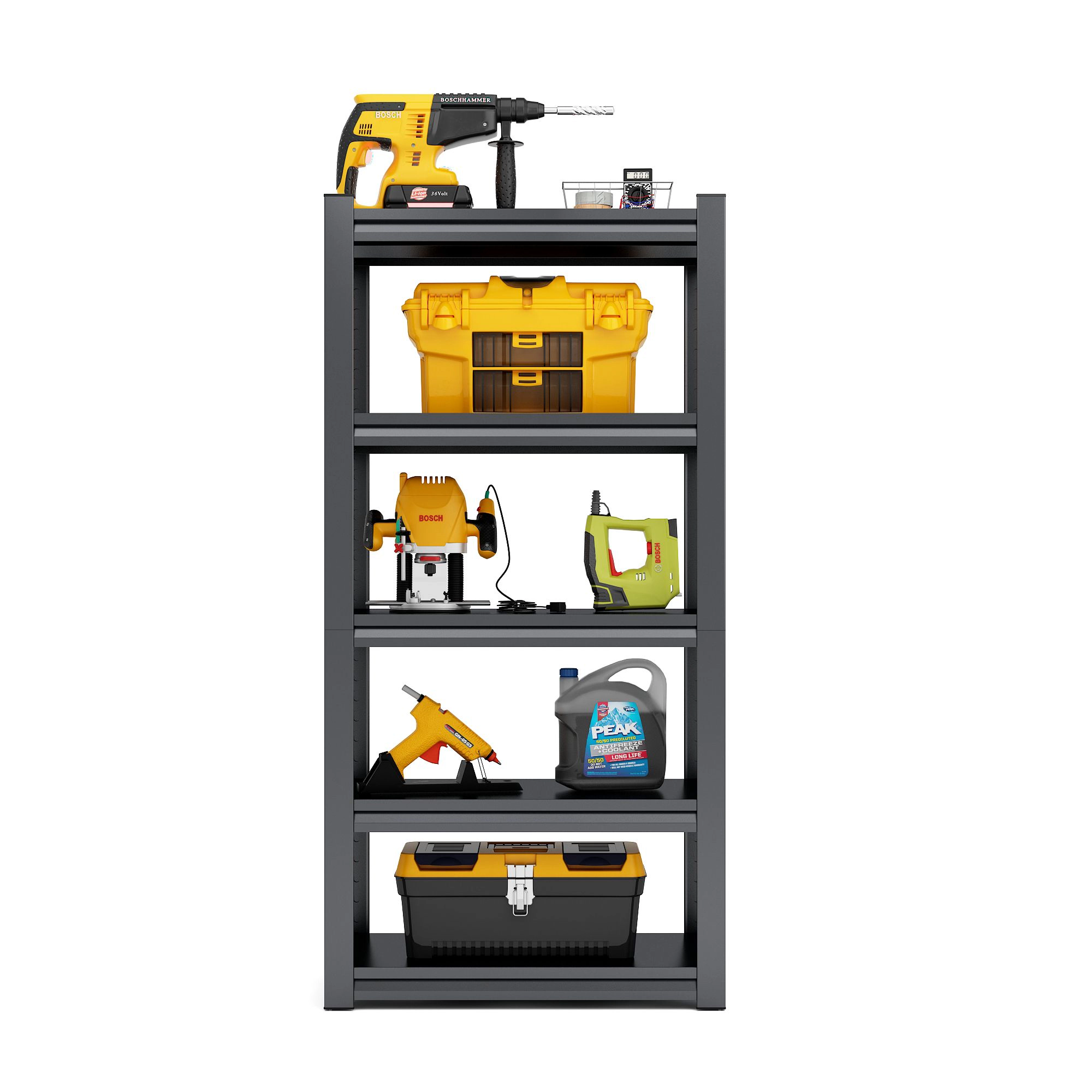 Flynama 5 Tier Metal Garage Shelving 2000LBS 63 in. H Heavy Duty Adjustable Industrial Storage Utility Rack in Black