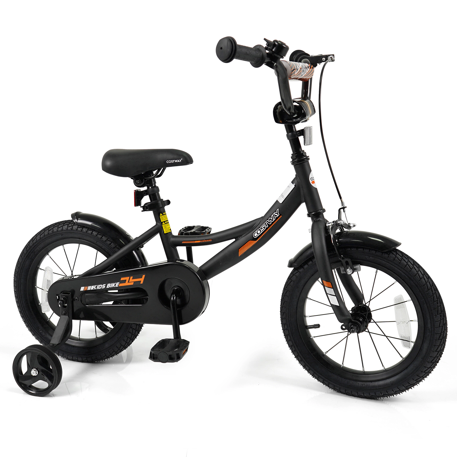 LJG 12/14/16/18 Inches Kids Bike with Removable Training Wheels and Adjustable Seatfor 3-8 Years Old Black