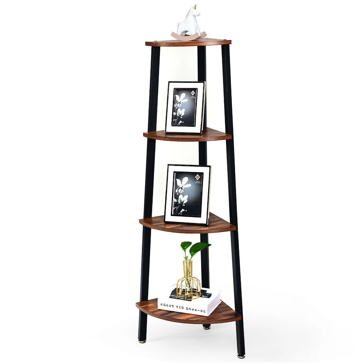 SlickBlue Modern 4-Tier Ladder Corner Shelf with Open Storage