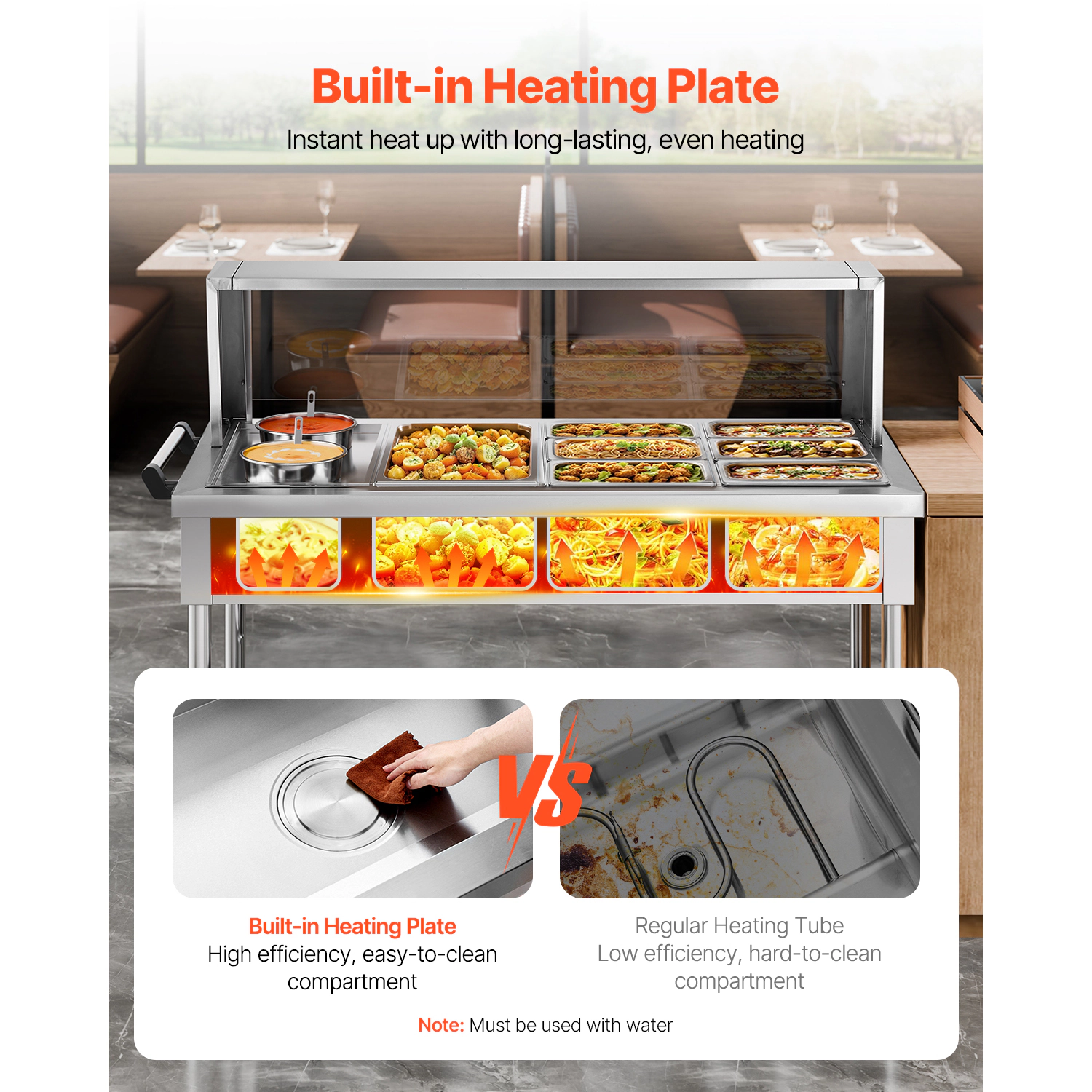 HONGGE Commercial Food Warmer, Pans Electric Steam Table