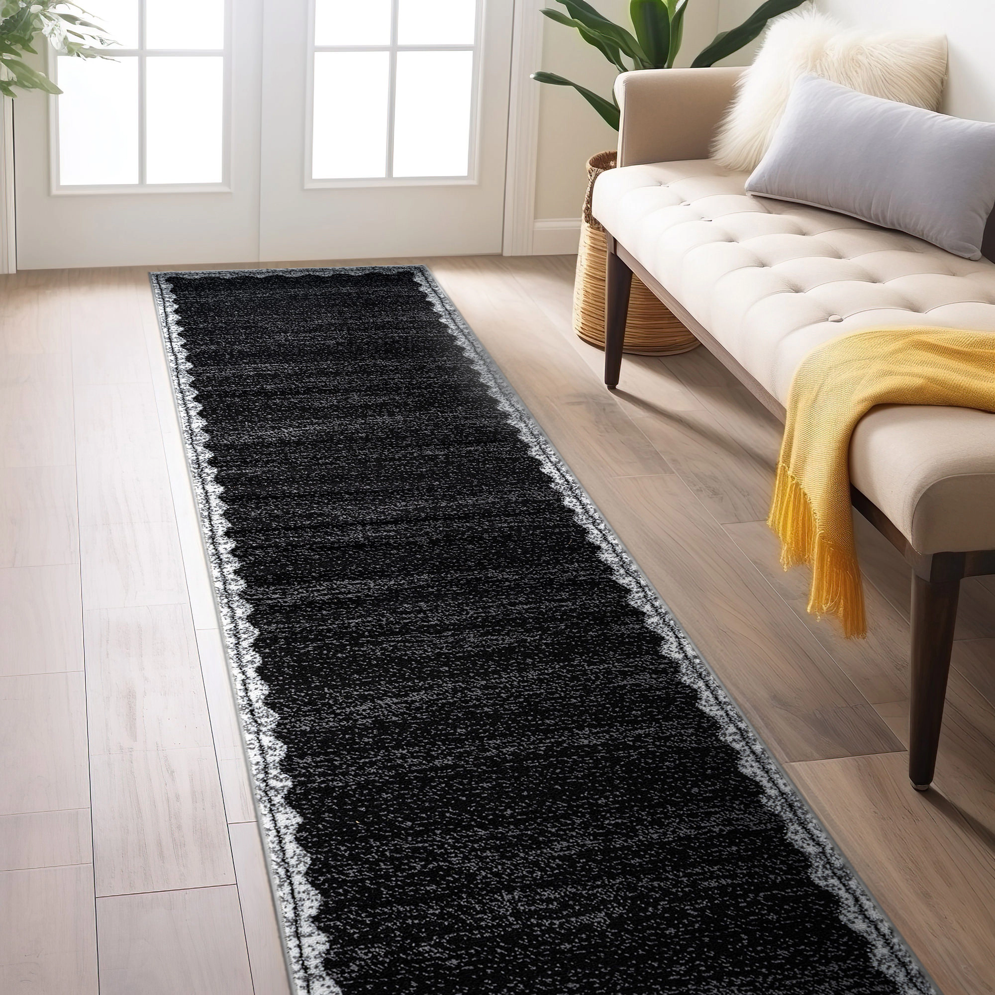 World Rug Gallery Modern Abstract Grid Indoor Area Rug, Polypropylene with Jute Backing for Living