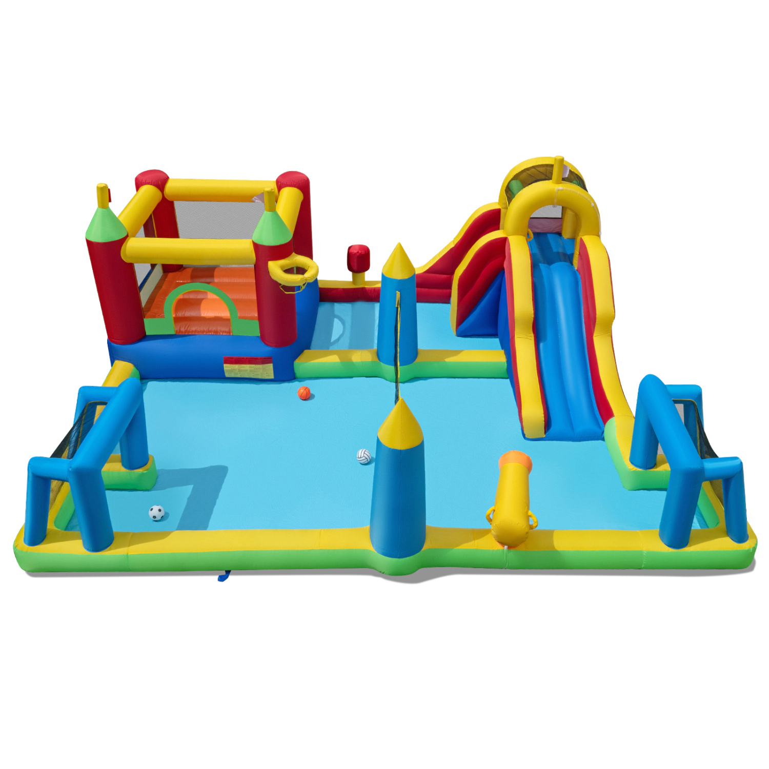 Hivvago Inflatable Water Slide Bounce House 9-in-1 Jumping Castle with Climbing Wall