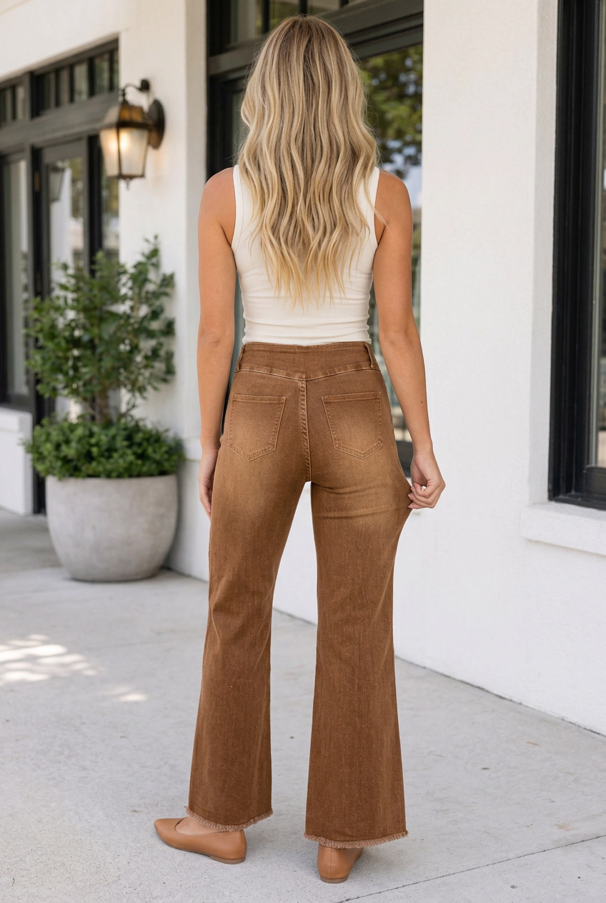 Threaded Pear Women's Lorenah Hem Flare Jeans