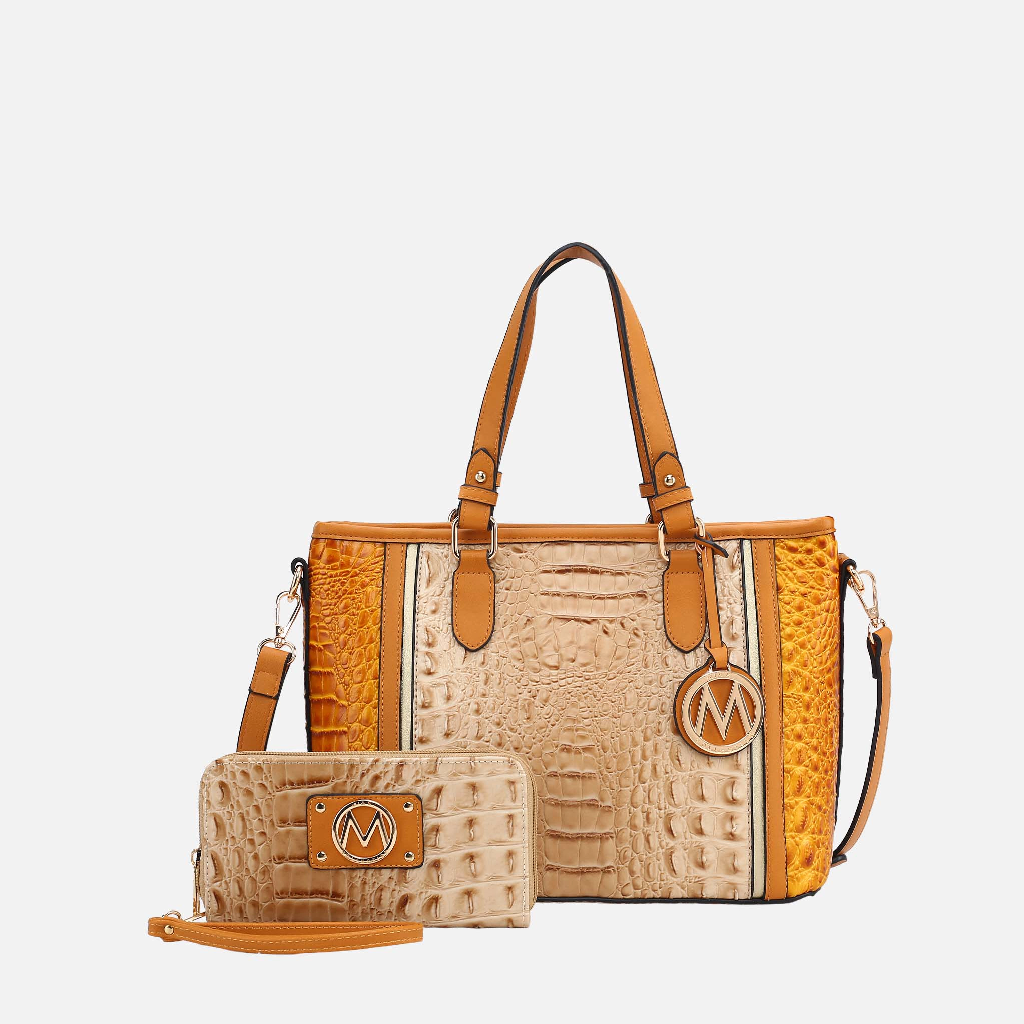MKF Collection Lizza Croco Embossed Vegan Leather Tote with Wristlet Wallet