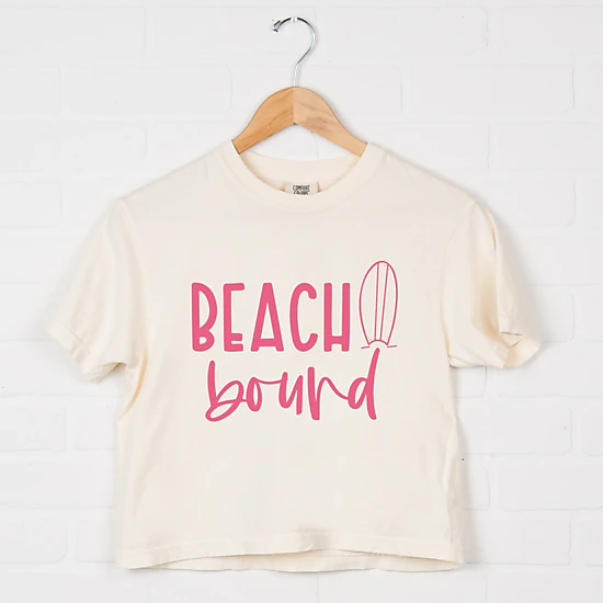 Simply Sage Market - Beach Bound - Women's Boxy Crop Top Graphic T-Shirt