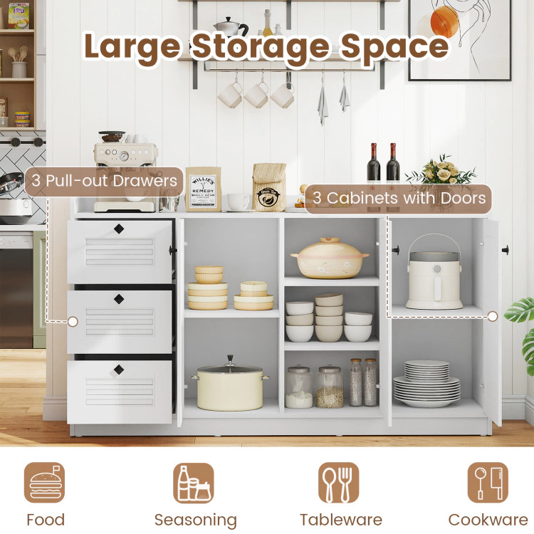 Hivvago Buffet Cabinet With Storage Modern Sideboard Cabinet With 3 Doors