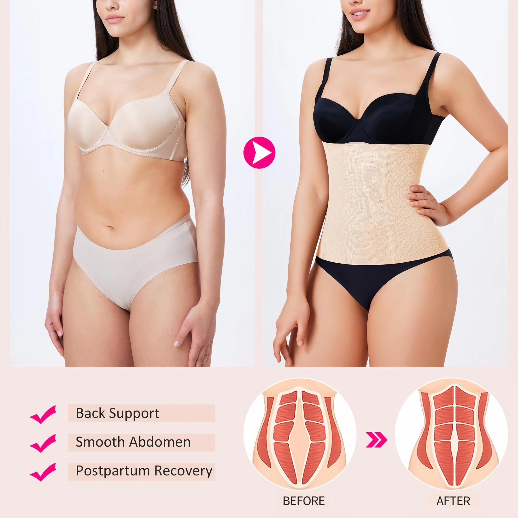 Nebility Women Tummy Control Waist Trainer Body Shaper