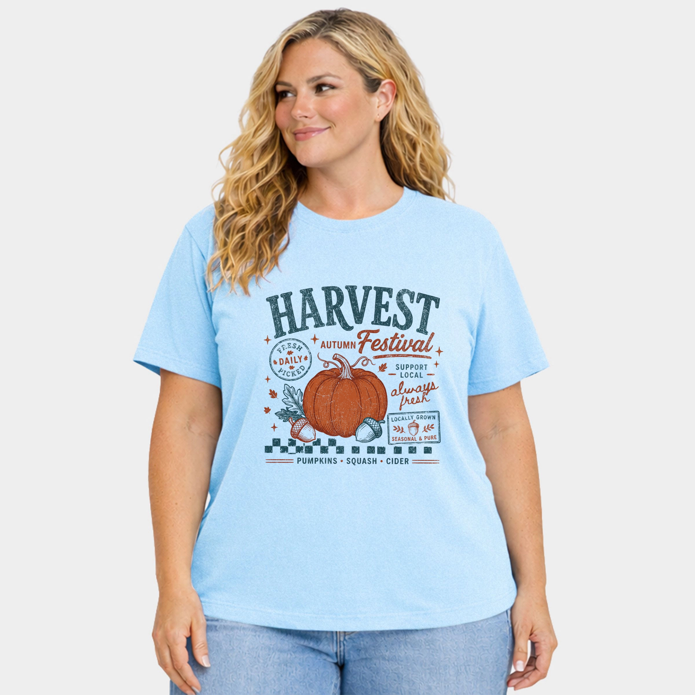 Simply Sage Market - Women's Plus Sized Garment Dyed Graphic T-Shirt Autumn Harvest Festival