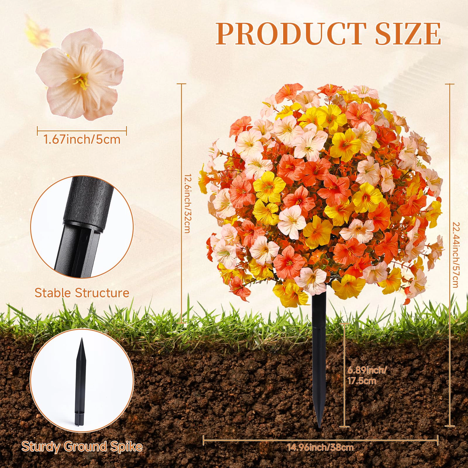 PUPWE 2Artificial Fall Flowers For Outdoors Uv Resistant Decoration