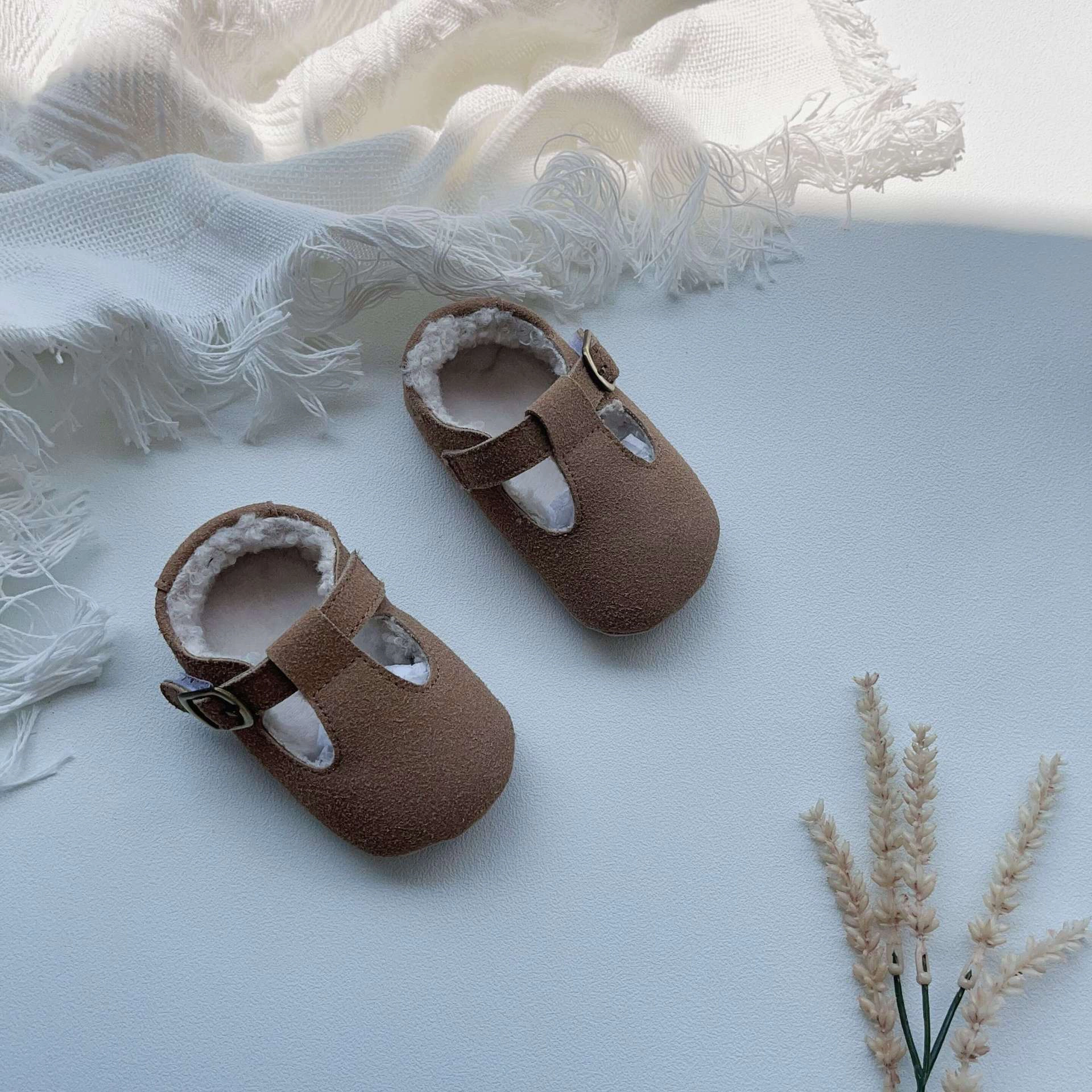 MyKids-USA Arrival Winter Baby Girl Solid Color Plush Warm Anti-Slip Shoes