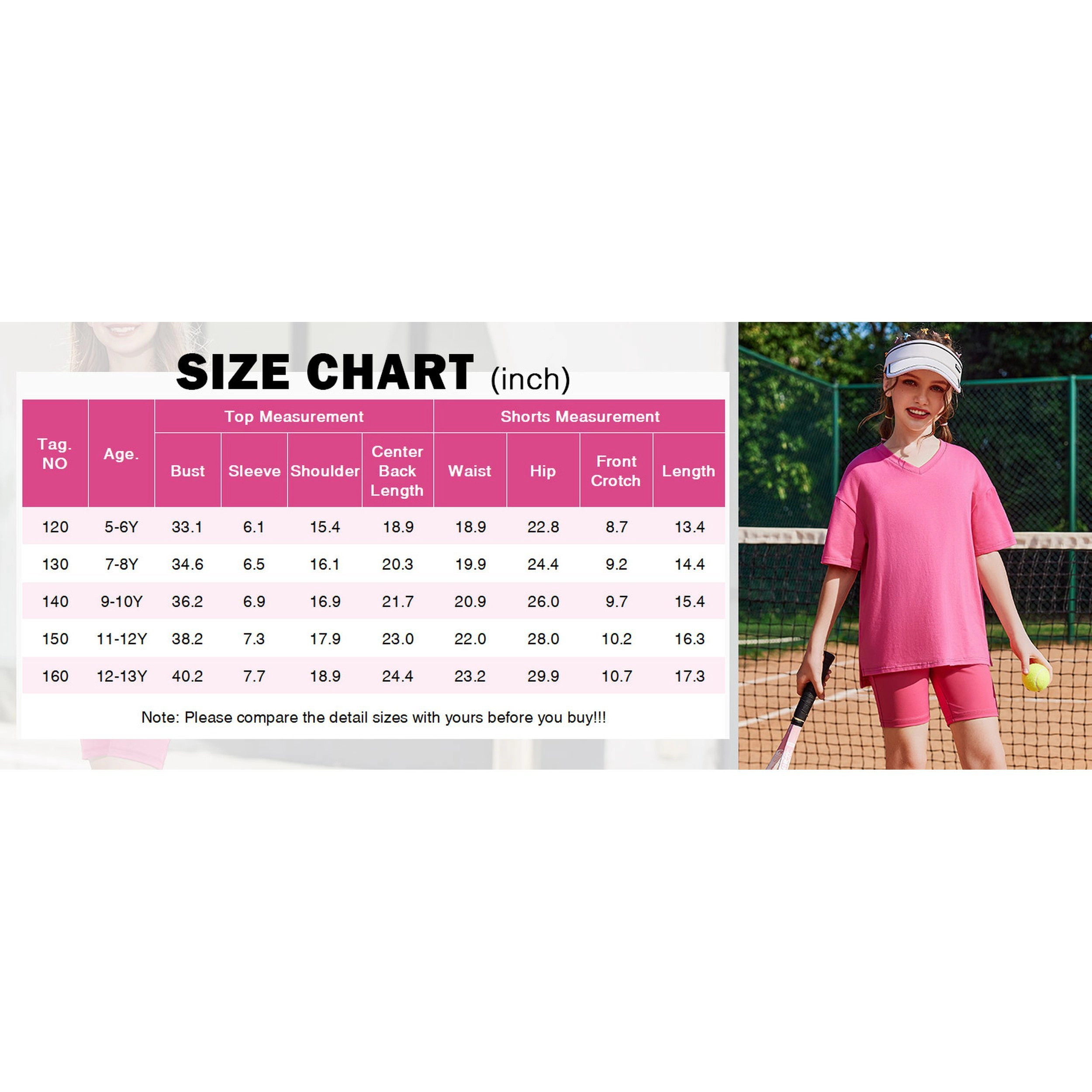 Arshiner Girls Piece Summer Sets Oversized V Neck Shirts Tops Biker Shorts Set Workout Tracksuit