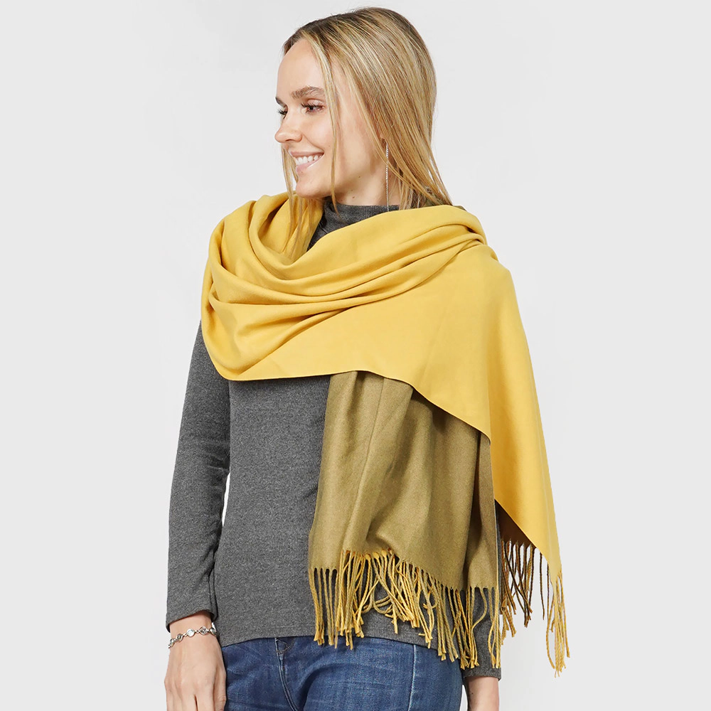 TRUEDAMES Reversible Solid Shawl Oblong Scarf
