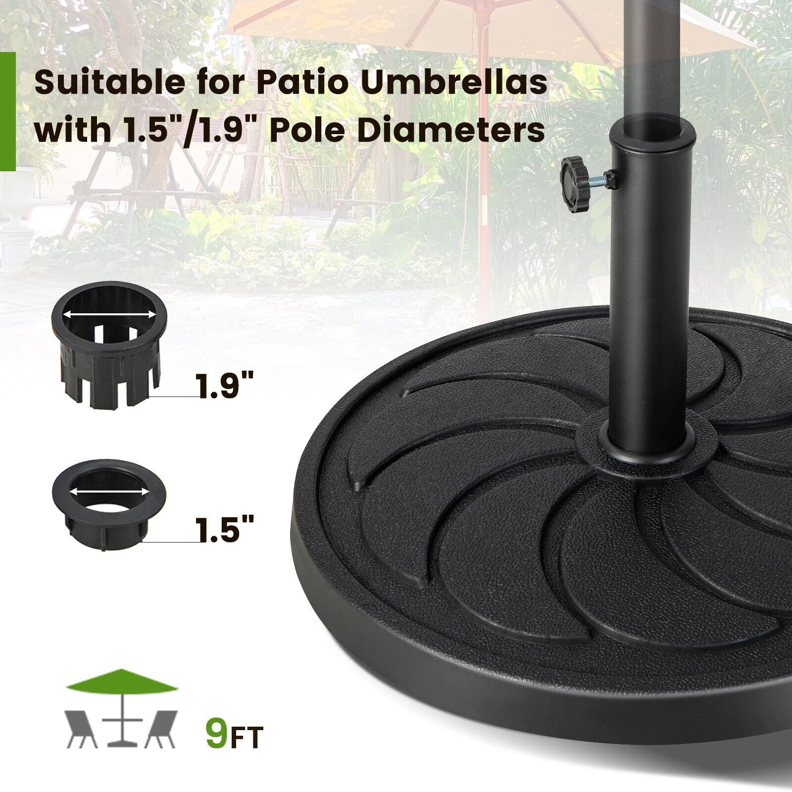 Hivvago 40Lbs 21.5Inch Round Outdoor Umbrella Base