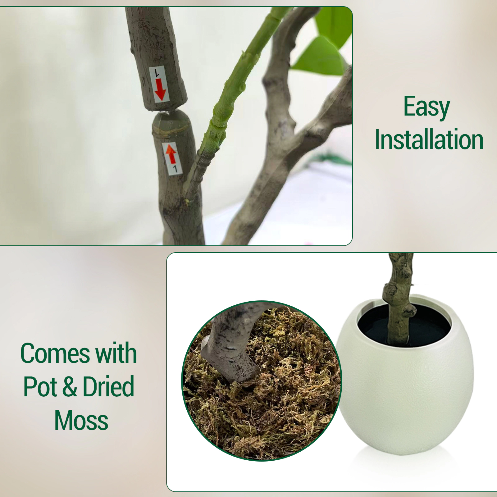 BebreezChic 4Ft/5Ft/6Ft Potted Jasmine Tree, 3D Realistic UV-Resistant Artificial Plant, Suitable for Indoor