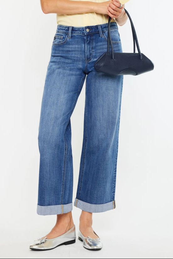 KanCan Women's Essentials High Rise Wide Leg Jeans Reyna