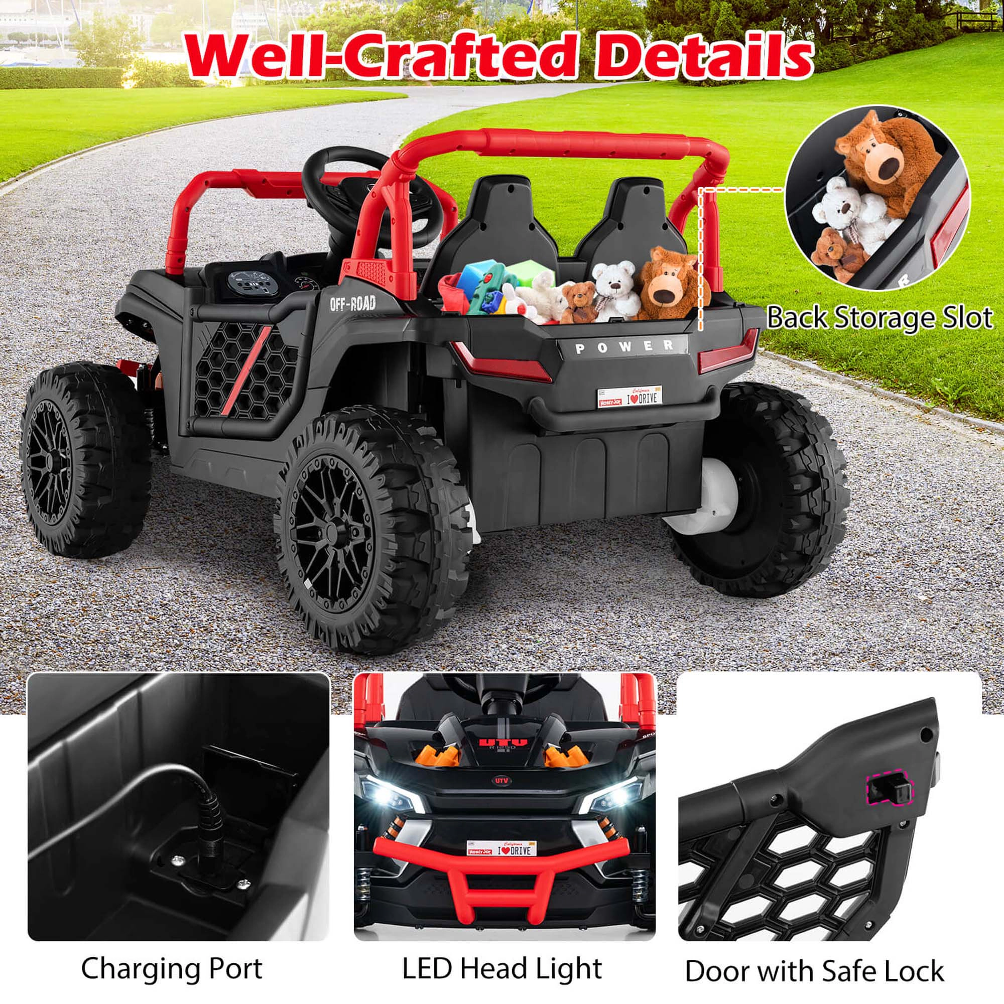 Costway 12V Kids Ride on Truck with Parental Remote 3 Speeds & Reverse Forward Function Pink