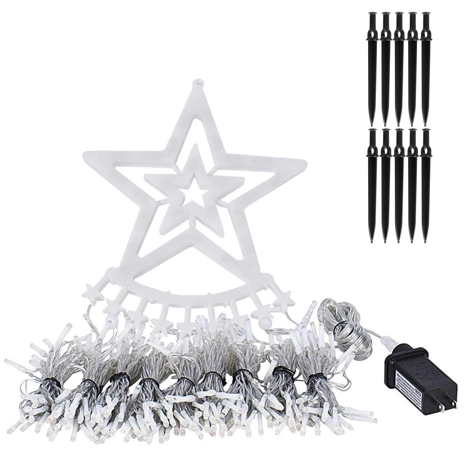 GBruno 350-LED Multicolor Christmas Star Waterfall Lights