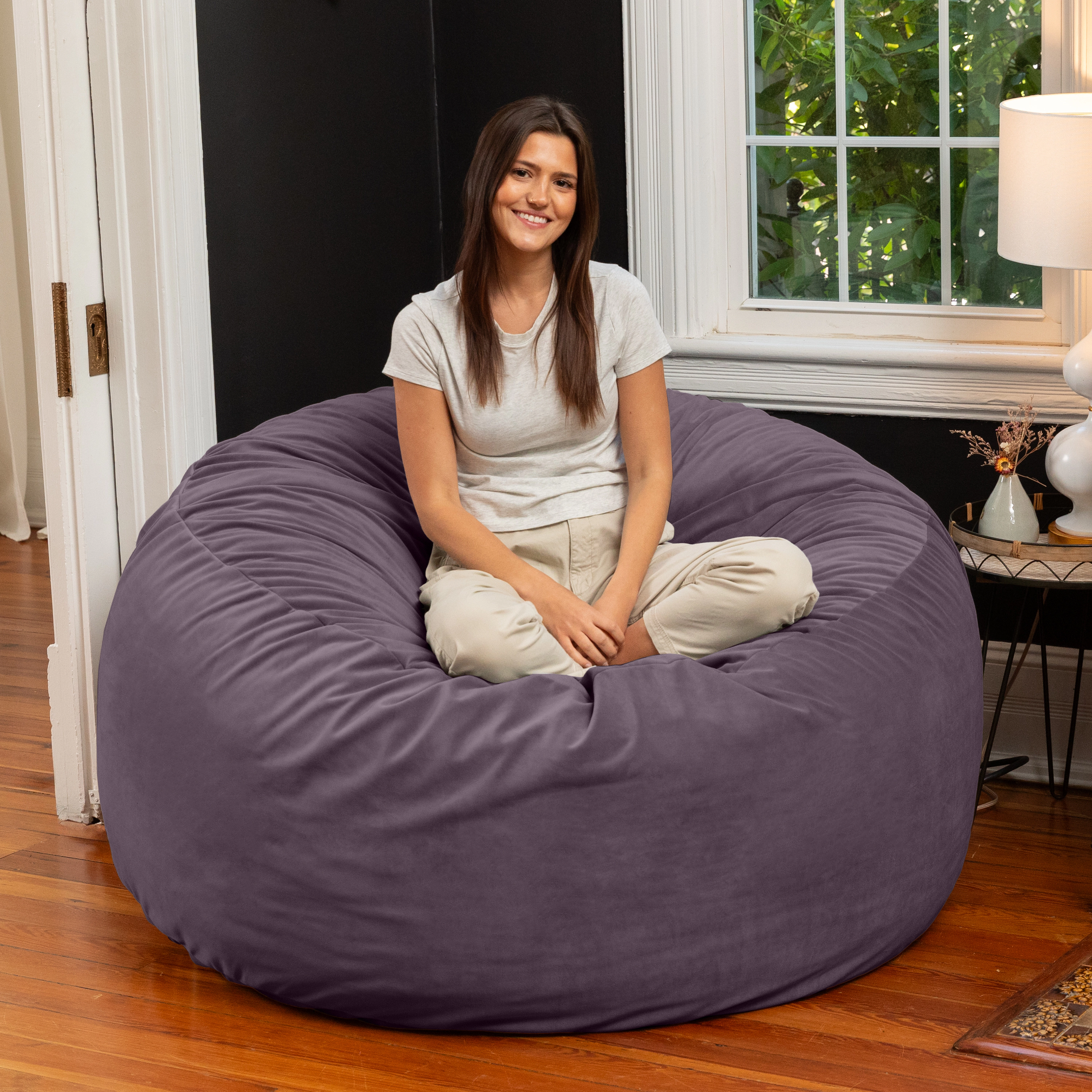 Jaxx 5 Foot Saxx - Large Round Bean Bag Chair for Adults
