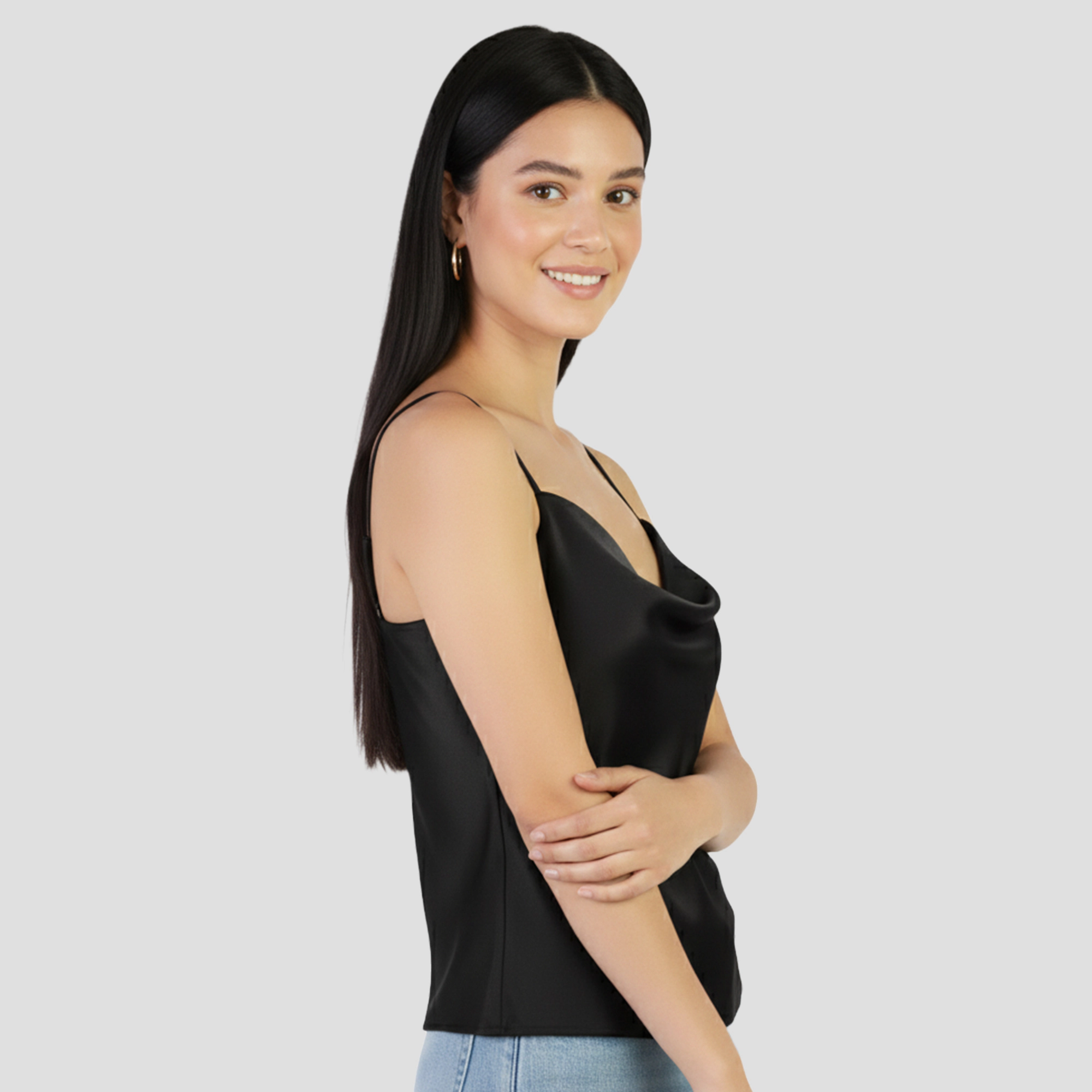 Artyska Women's Satin Cowl-Neck Silky Spaghetti Strap Camisole Top