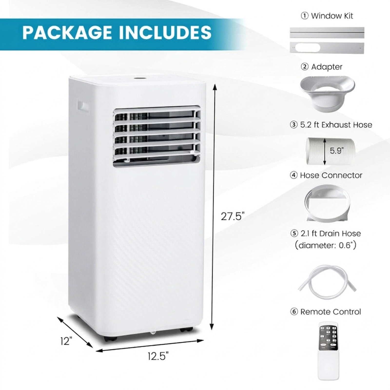 SUGIFT 4-in-1 8000 BTU Air Conditioner with Fan Dehumidifier and Sleep Mode 27.5-in Tall for 250 sq ft Rooms White