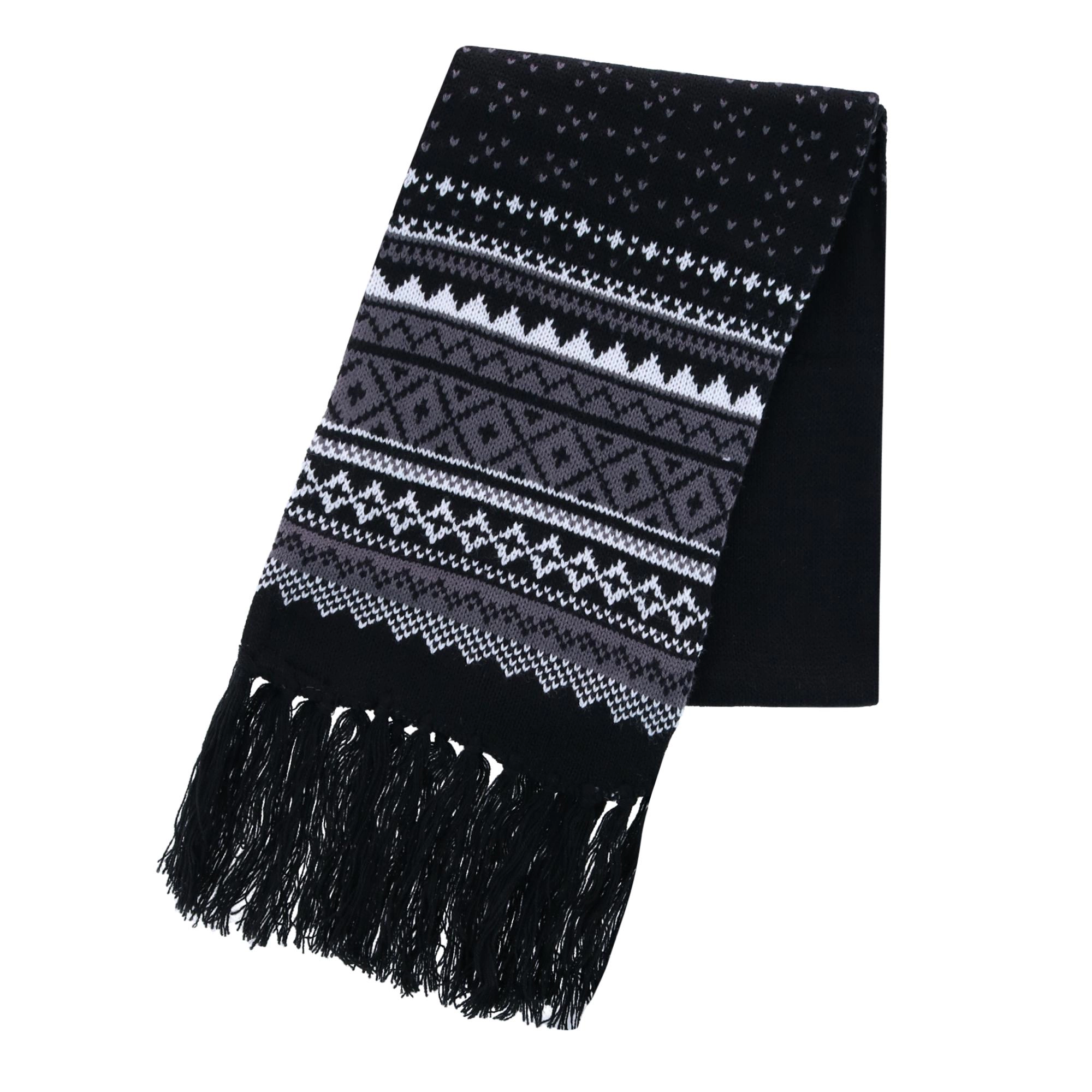 CTM Men's Heavy Knit Winter Pattern Scarf