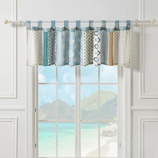 Greenland Home Fashions Thalia Stylized Florals and Geometric Prints Bohemian Ultimate Comfort Valance 84"x21" Blue