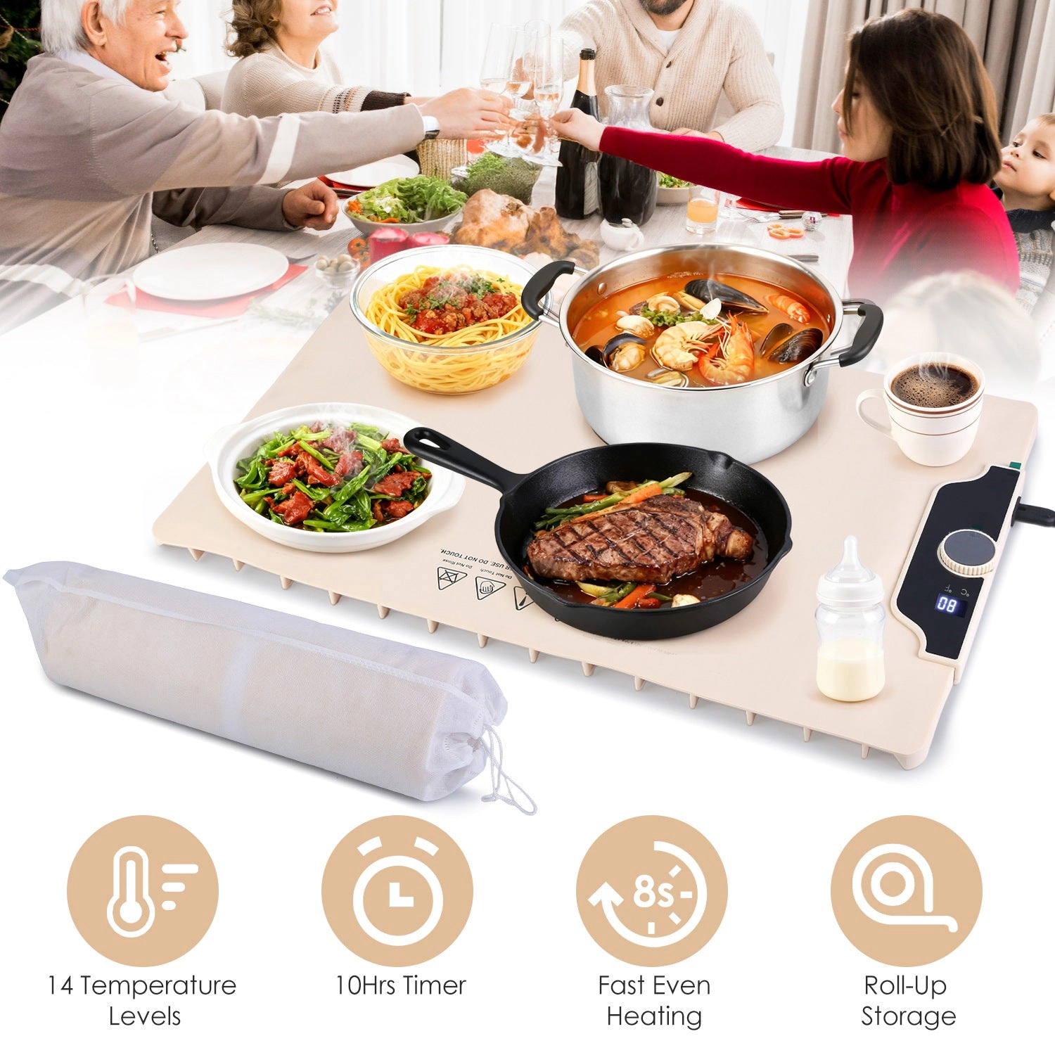 GBruno Silicone Food Warming Mat With Timer