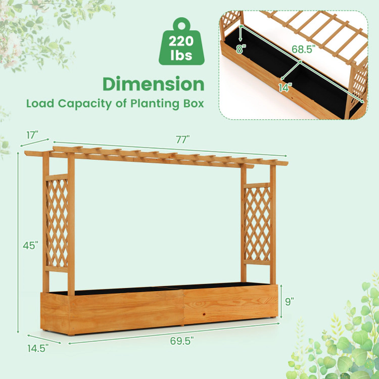 Hivvago Raised Planter Box With Side Trellis And Hanging Roof