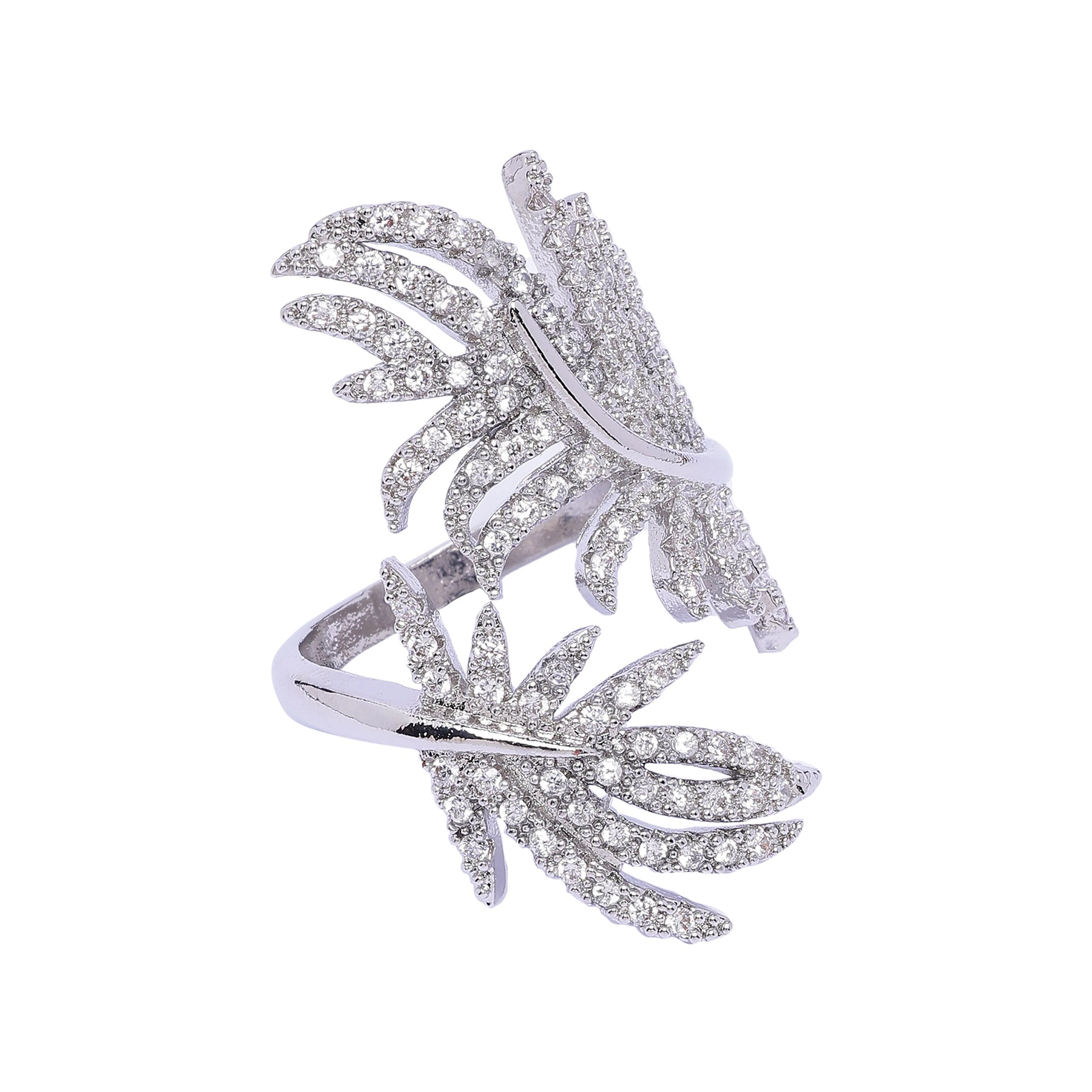 AGP Paris Women's Silver-Tone Feather Adjustable Ring