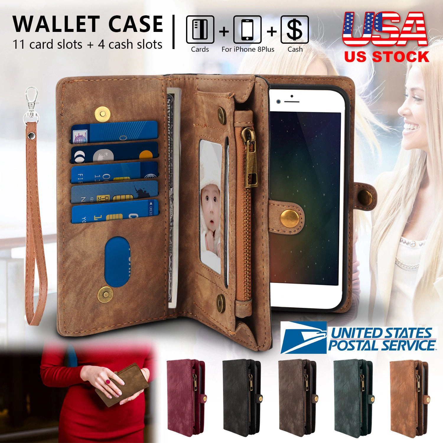 GBruno 2-in-1 Leather Phone Wallet Case For IPhone 8 Plus