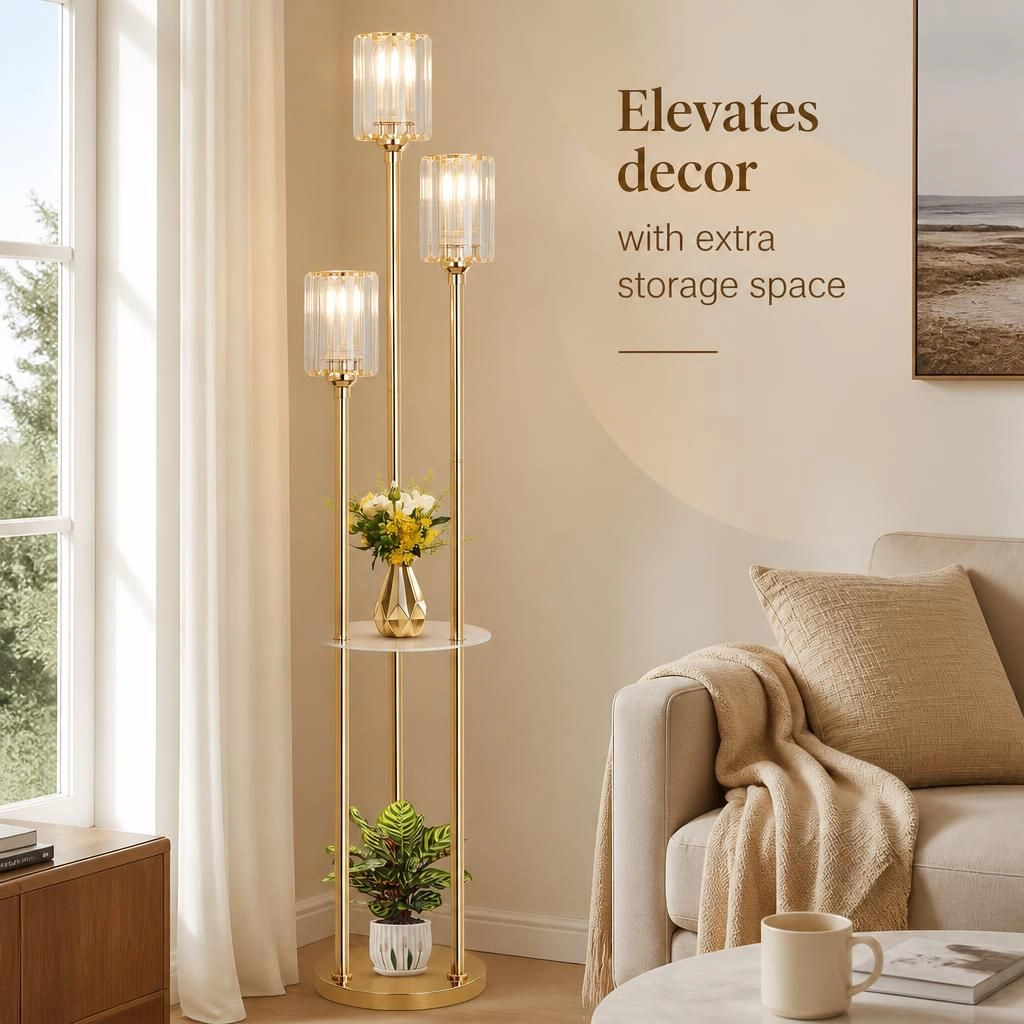 ELEMENT ACE Modern Glass Shade Standing Floor Lamp