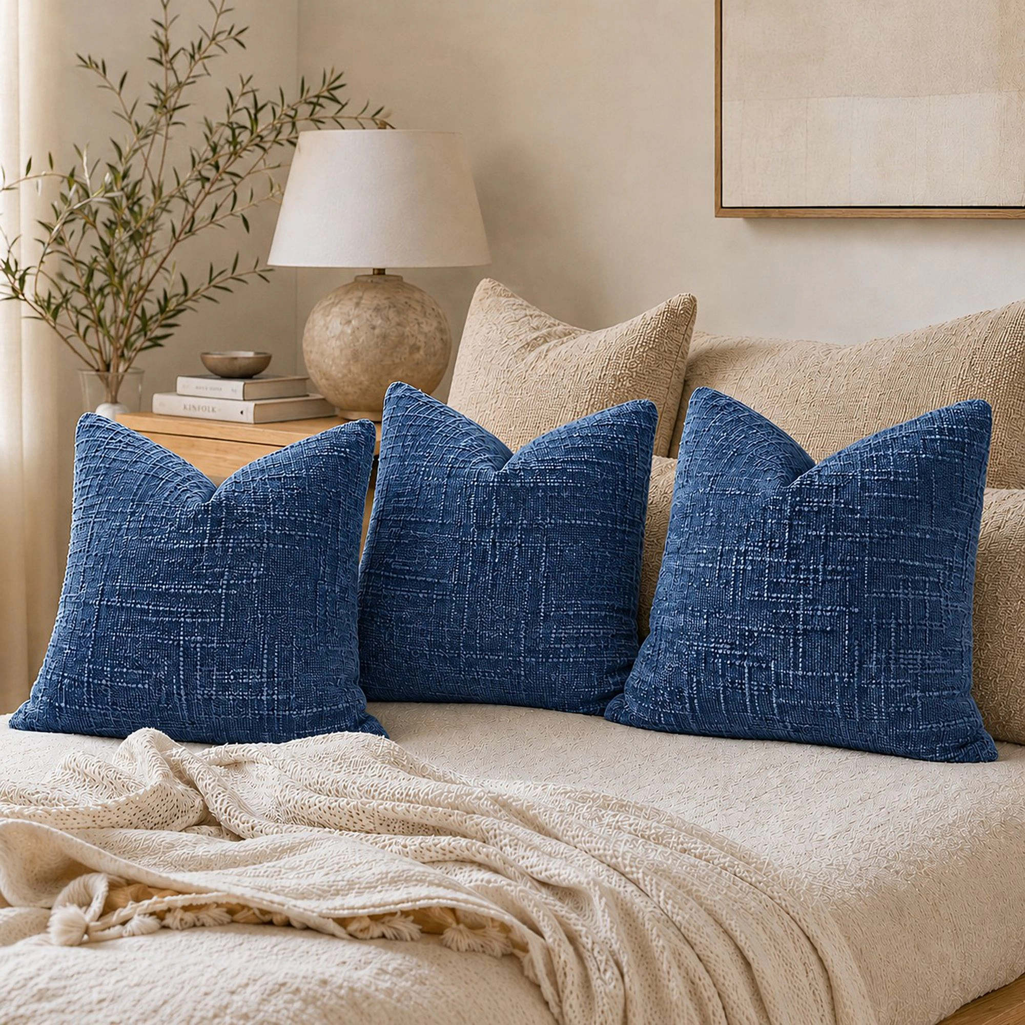 Alilang Unisex Textured Geometric Decorative Throw Pillow Cover Soft Accent Cushion for Sofa Bed