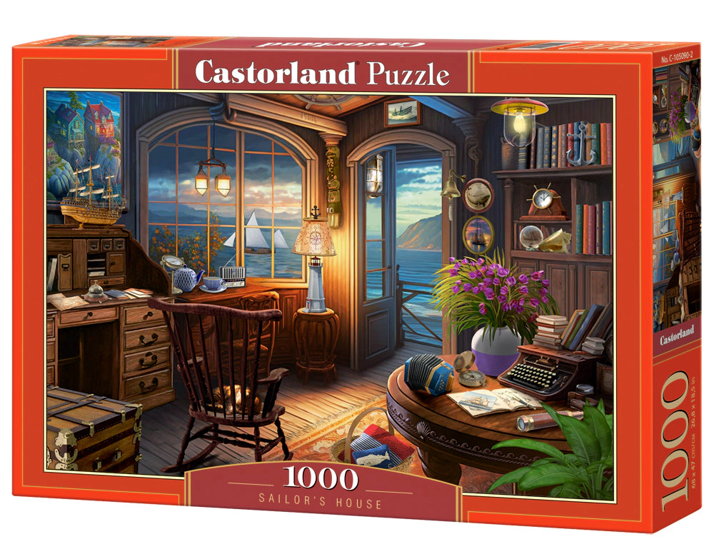CASTORLAND 1000 Piece Jigsaw Puzzles, Sailor's House, Romantic puzzles, Ocean view,  Adult Puzzle, Castorland C-105090-2