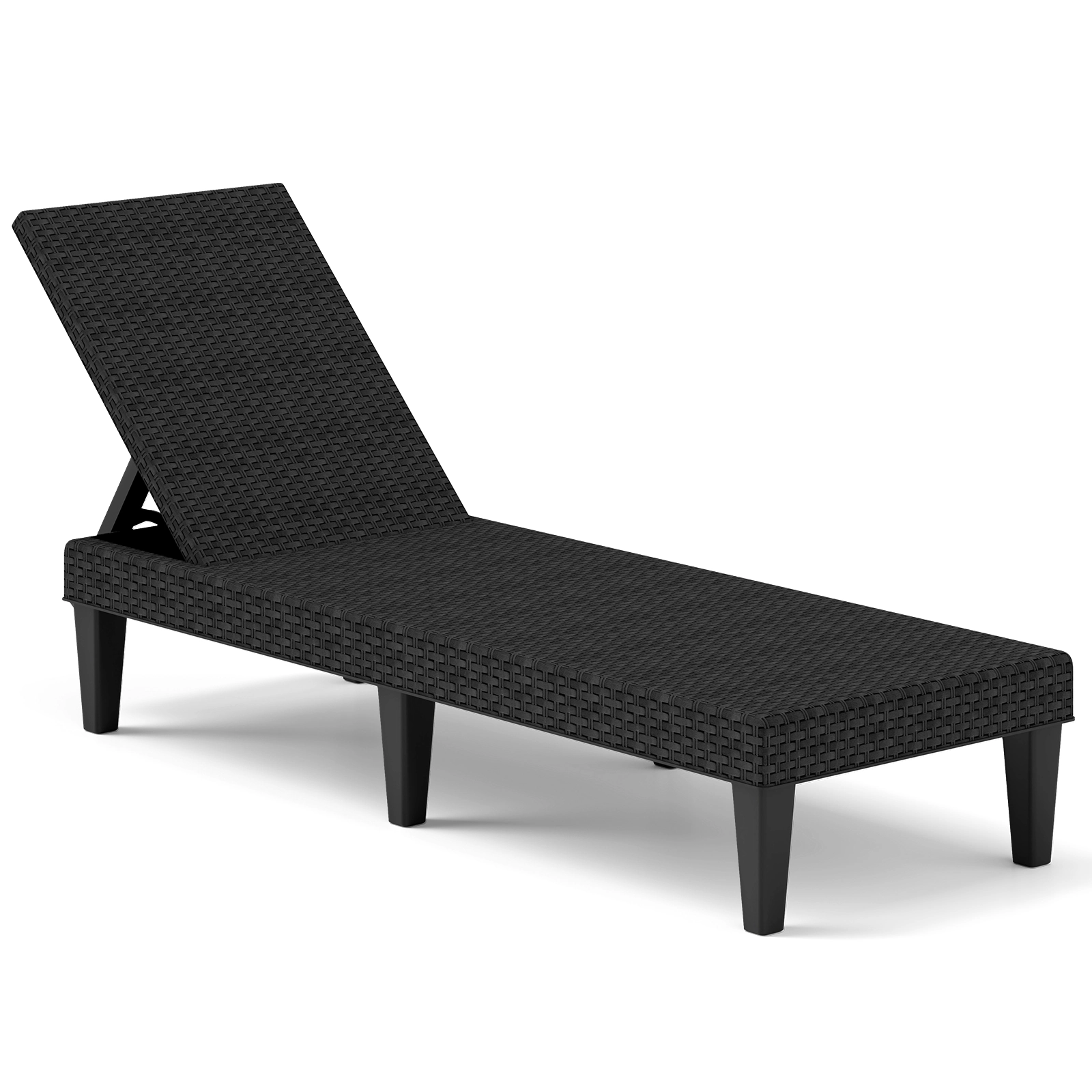 SUGIFT 4-Position Adjustable Outdoor Chaise Lounge Chair 330-lb Capacity with Faux Rattan Texture Black